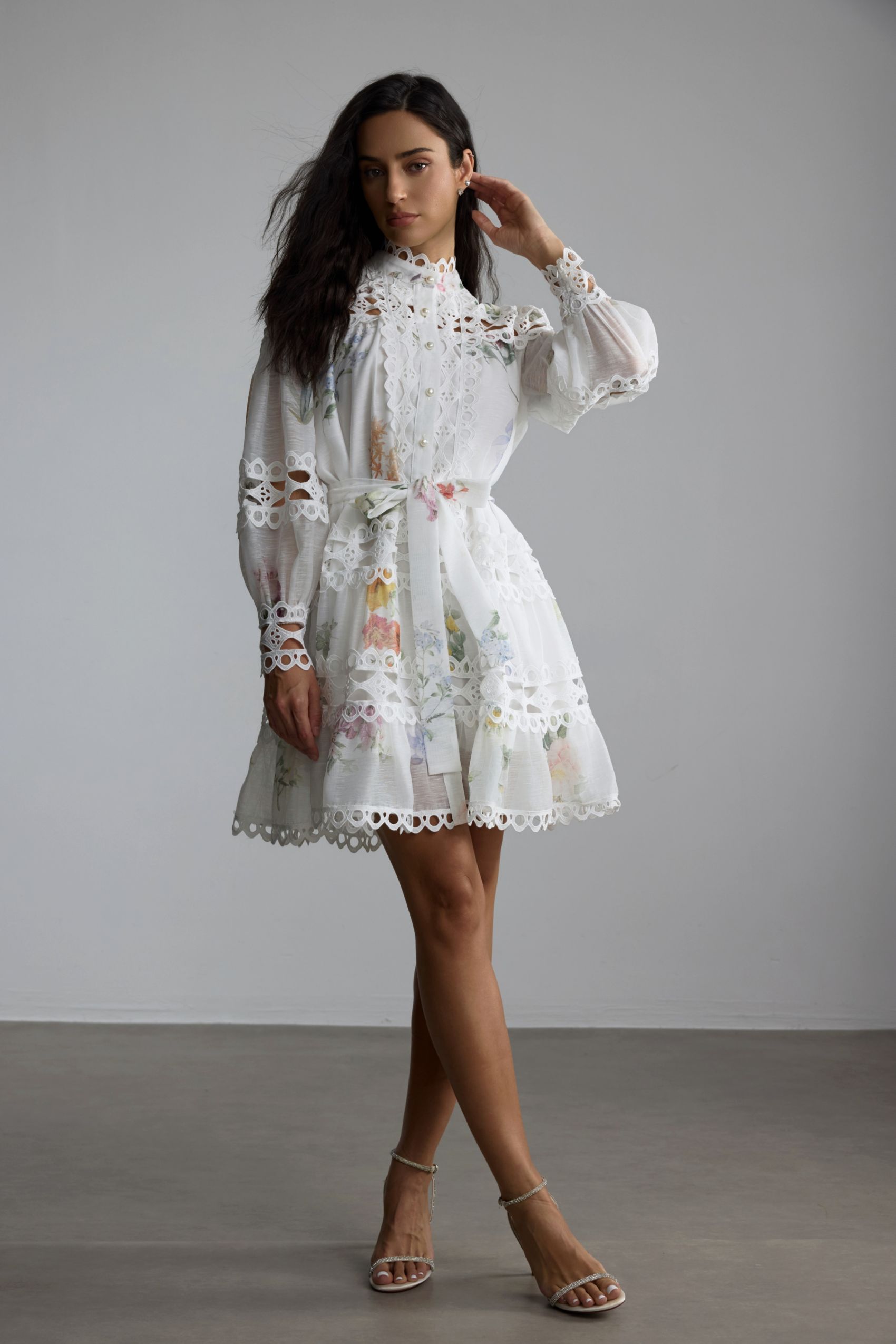 Alice Floral Print Lace Panelled Mini Dress