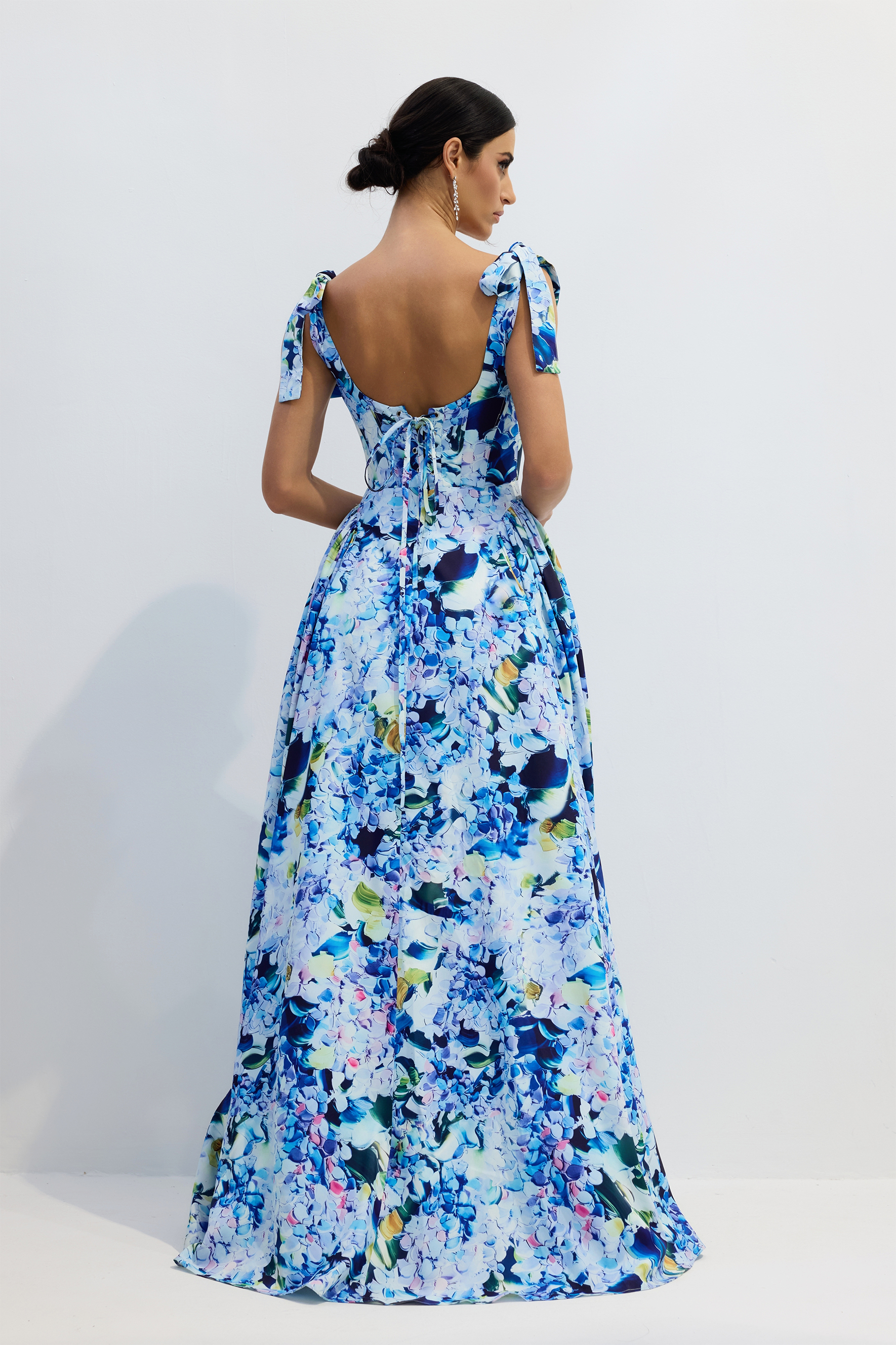 Kacey Hydrangea Printed Strap Maxi Dress