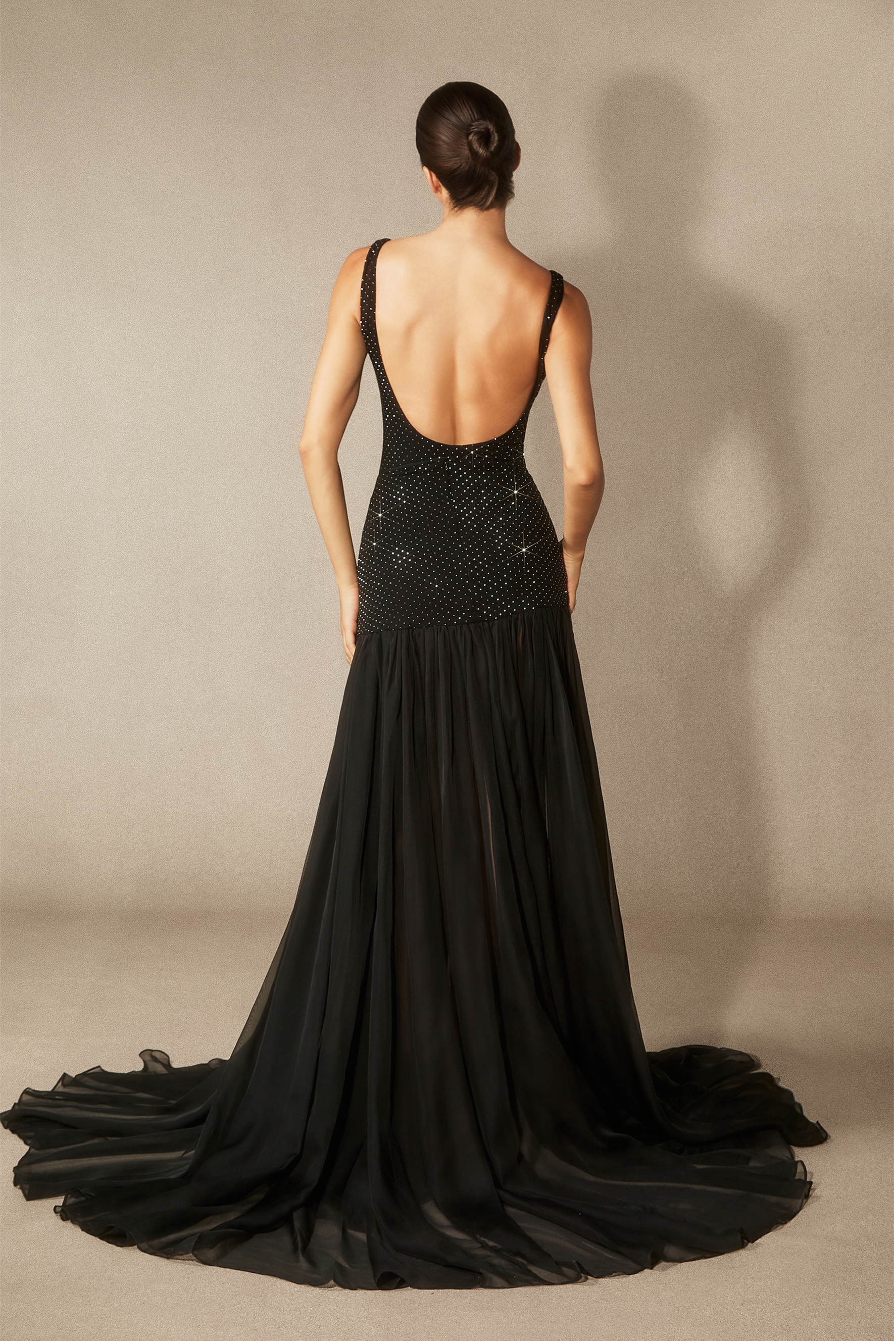 Miley Rhinestone Embellished Bodysuit & Sheer Maxi Skirt Set