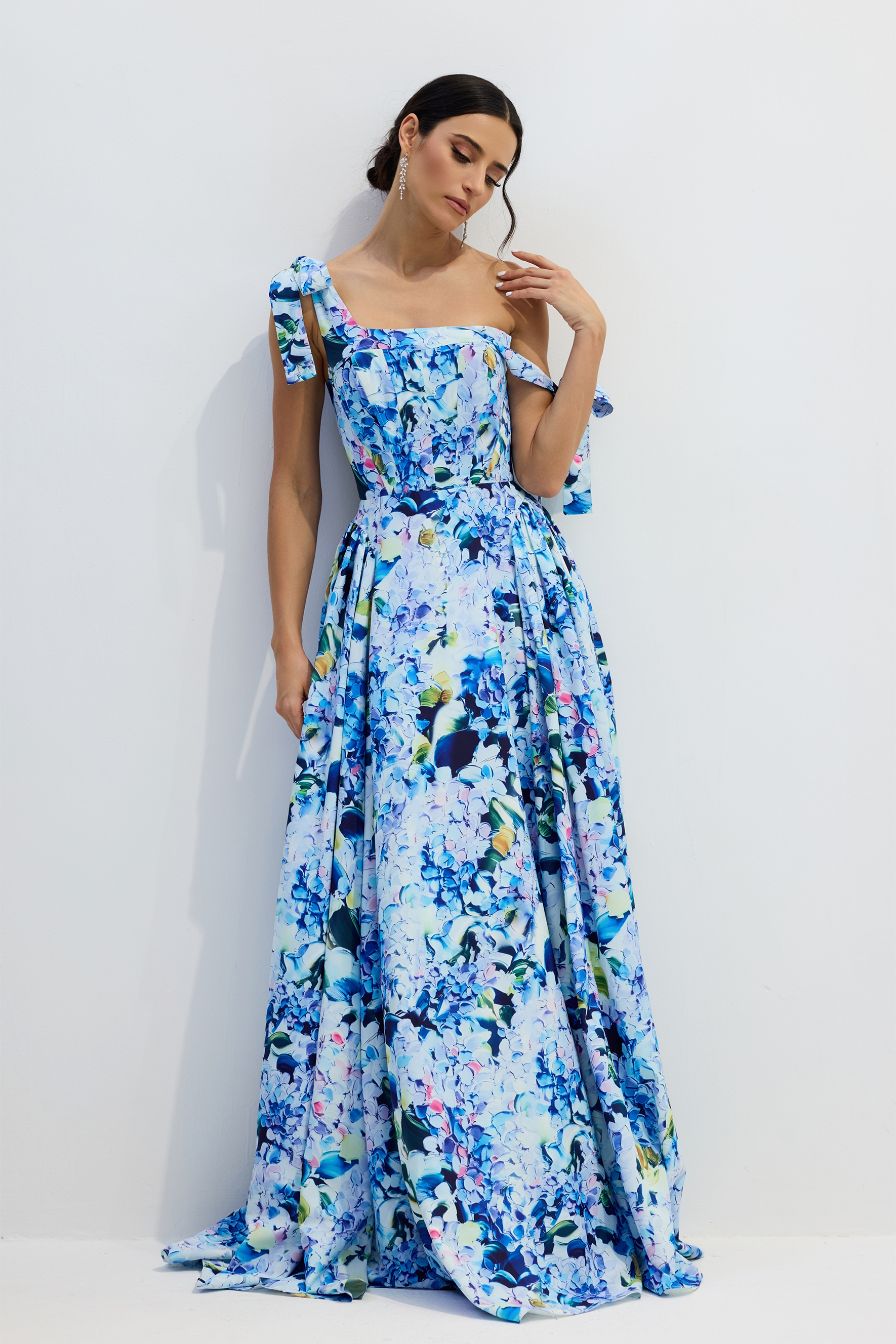 Kacey Hydrangea Printed Strap Maxi Dress