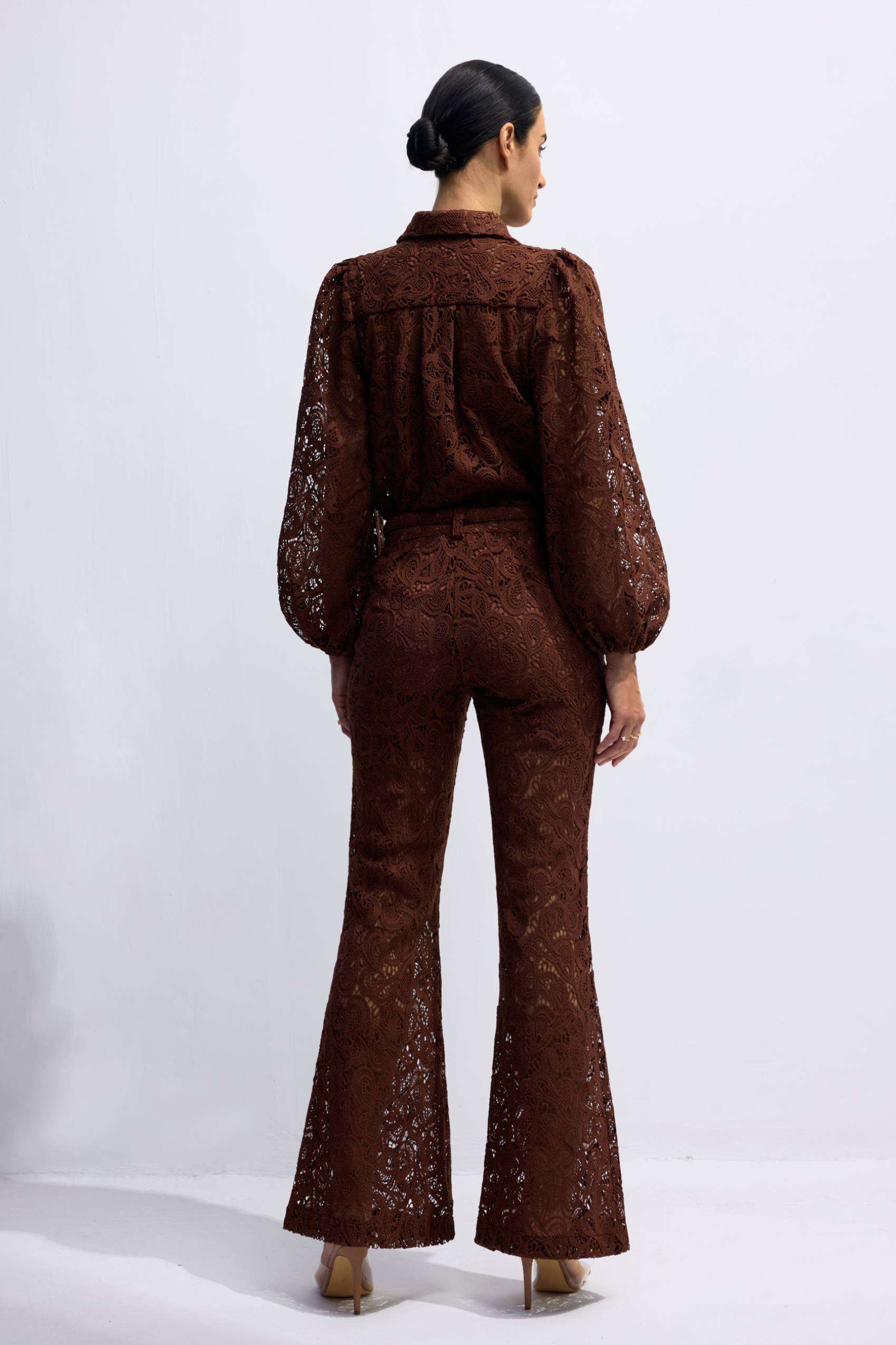 Penelope Lace Blouse & Flare Pants Set
