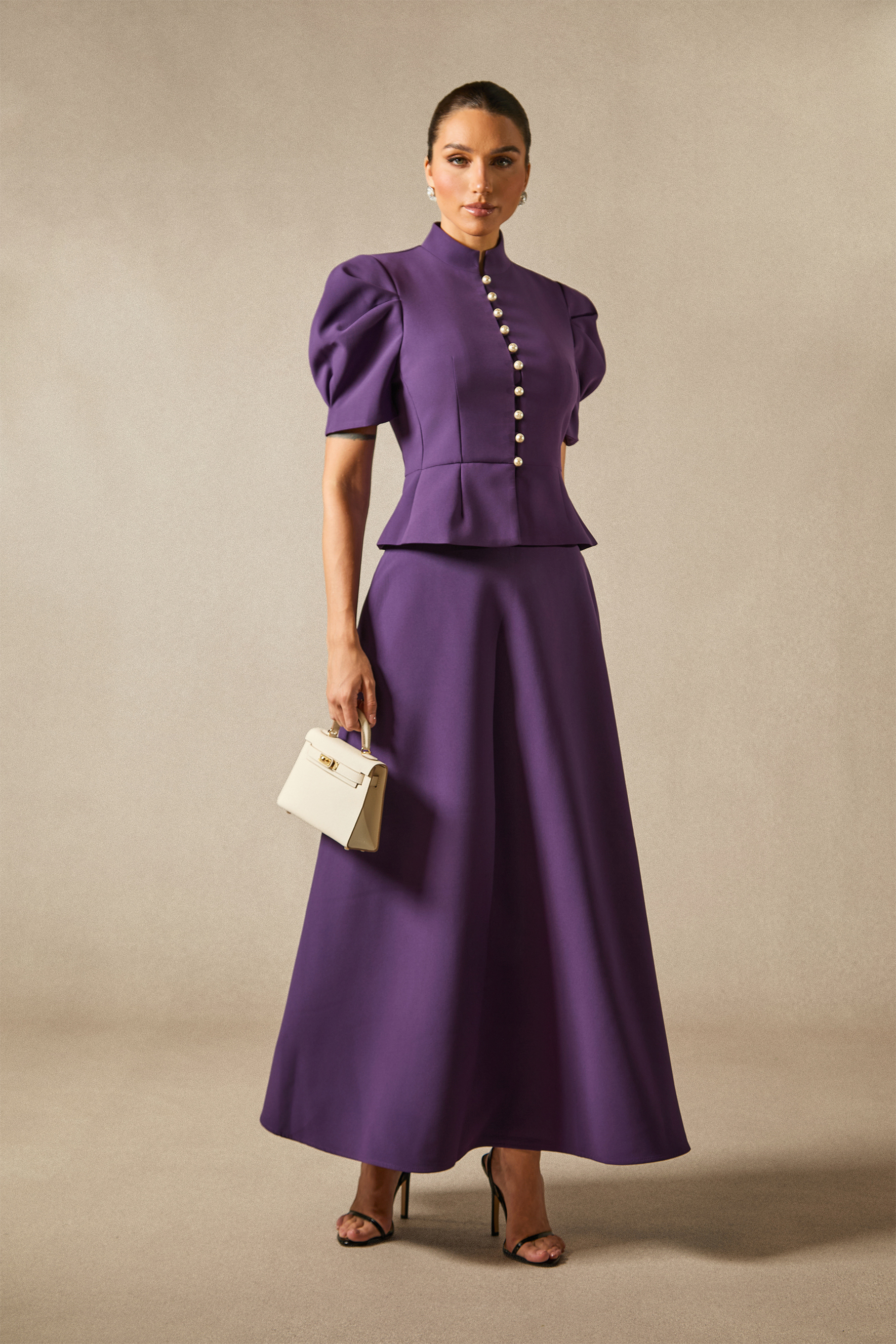 Rosie Mock Neck Puff Sleeve Top & Maxi Skirt Set