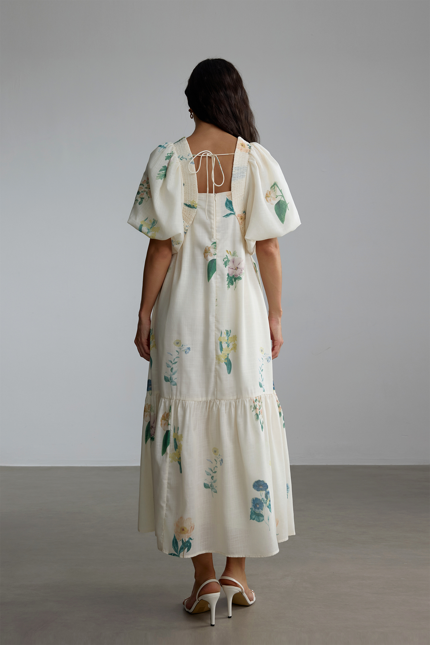 Maura Floral Print Puff Sleeve Maxi Dress