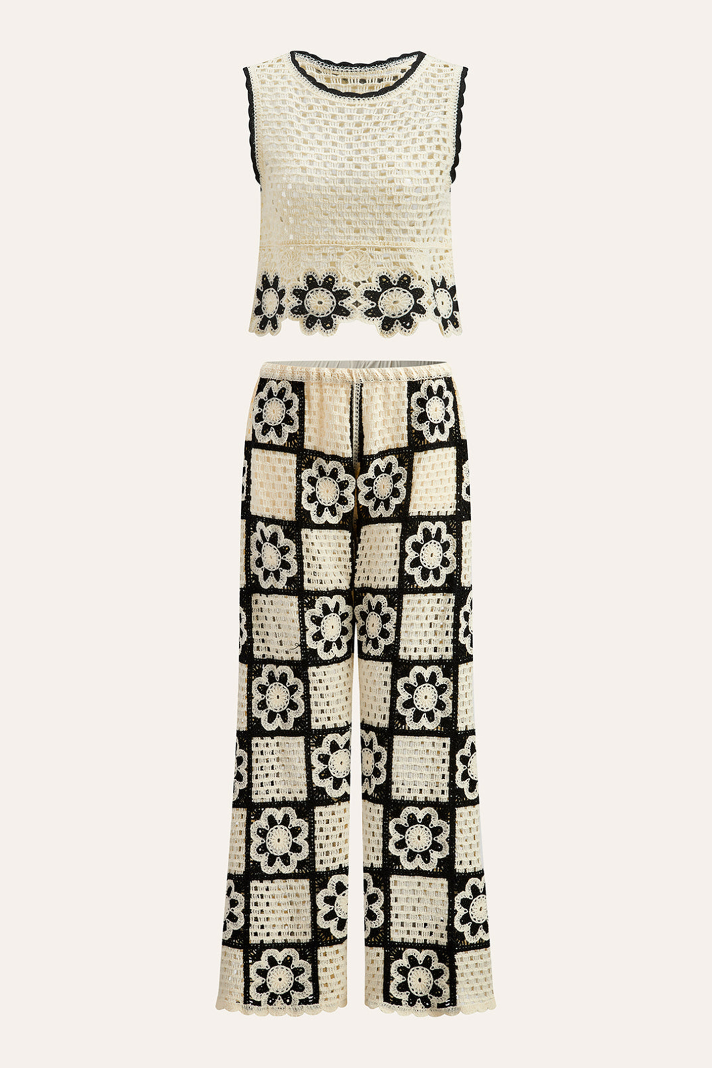 Salome Flower Crochet Sleeveless Top & Pants Set