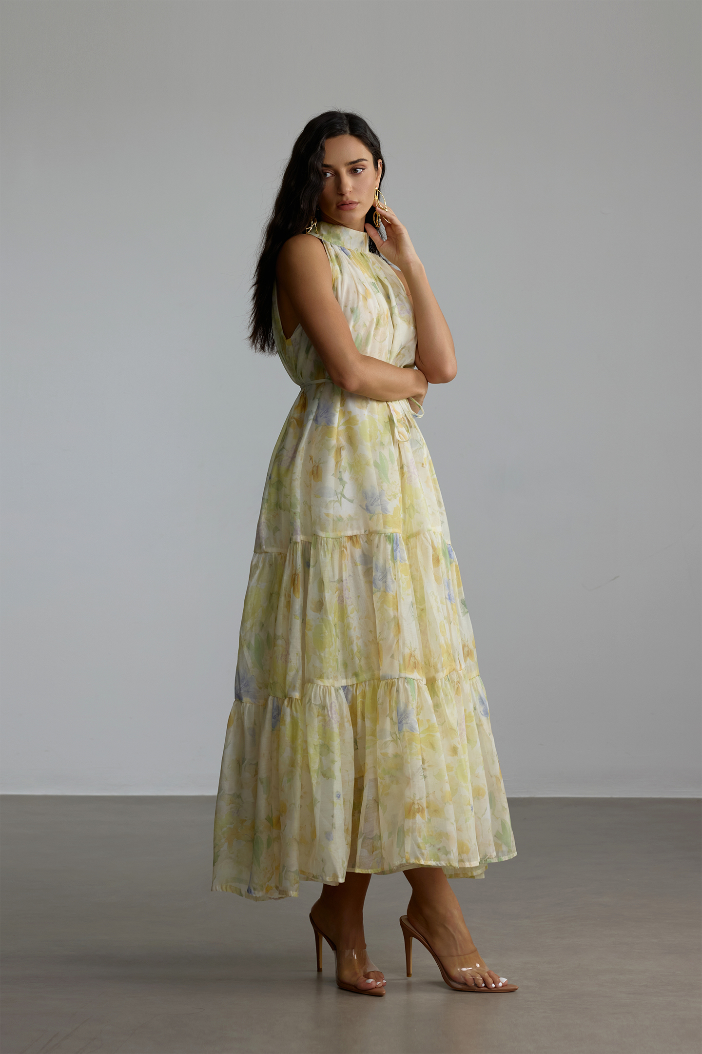 Fiona Floral Print Sleeveless Maxi Dress