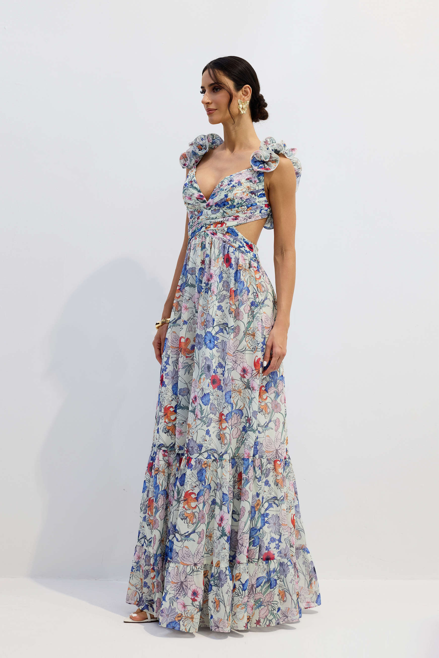 Marissa Cut-out Ruffle Maxi Dress