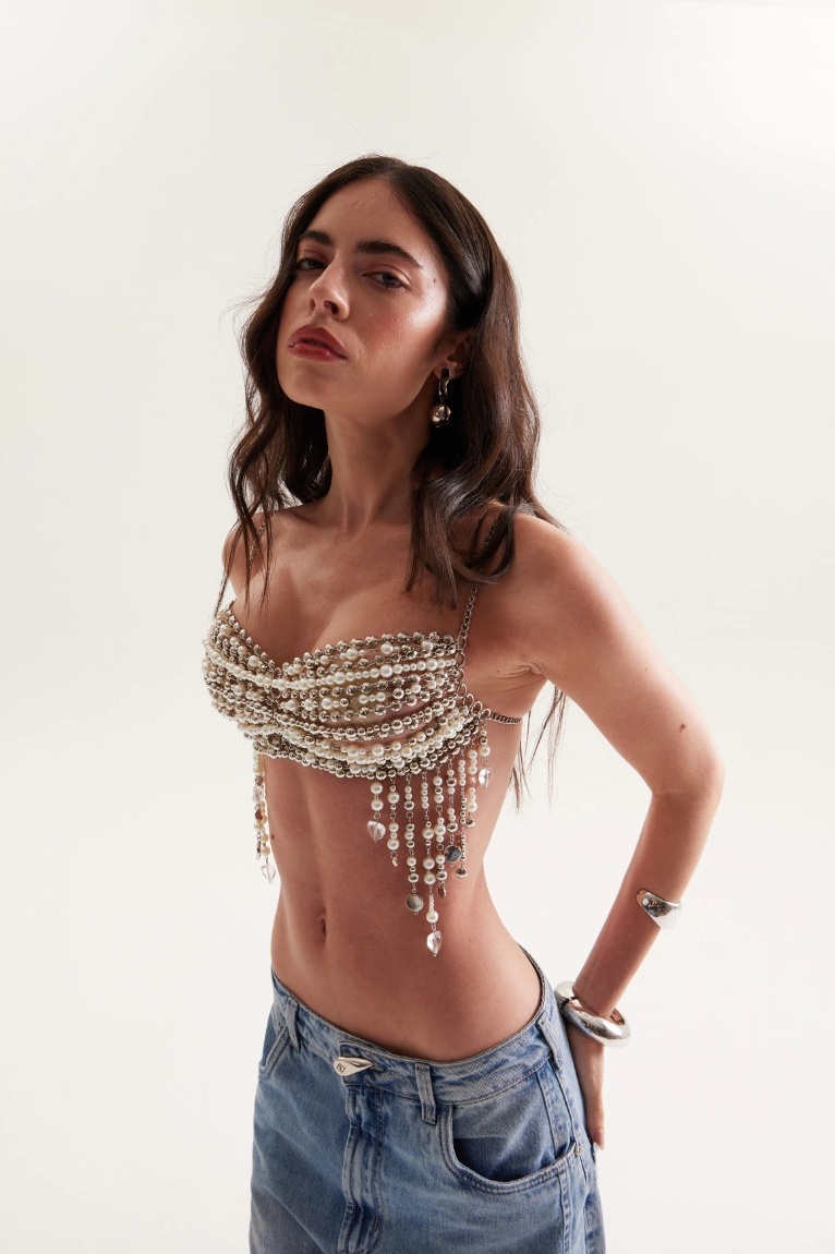 Marian Pearl Beaded Top