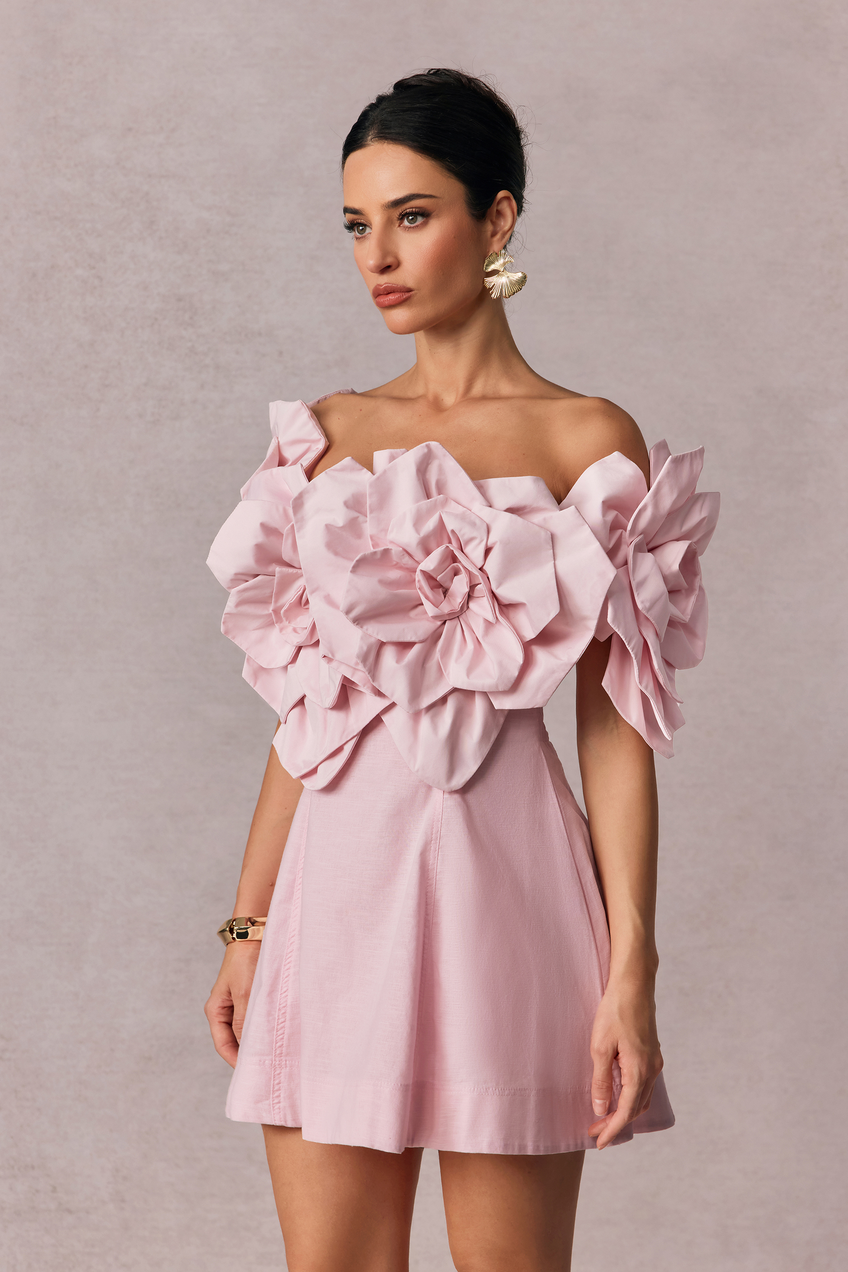 Evelyn Oversized Floral Applique Mini Dress