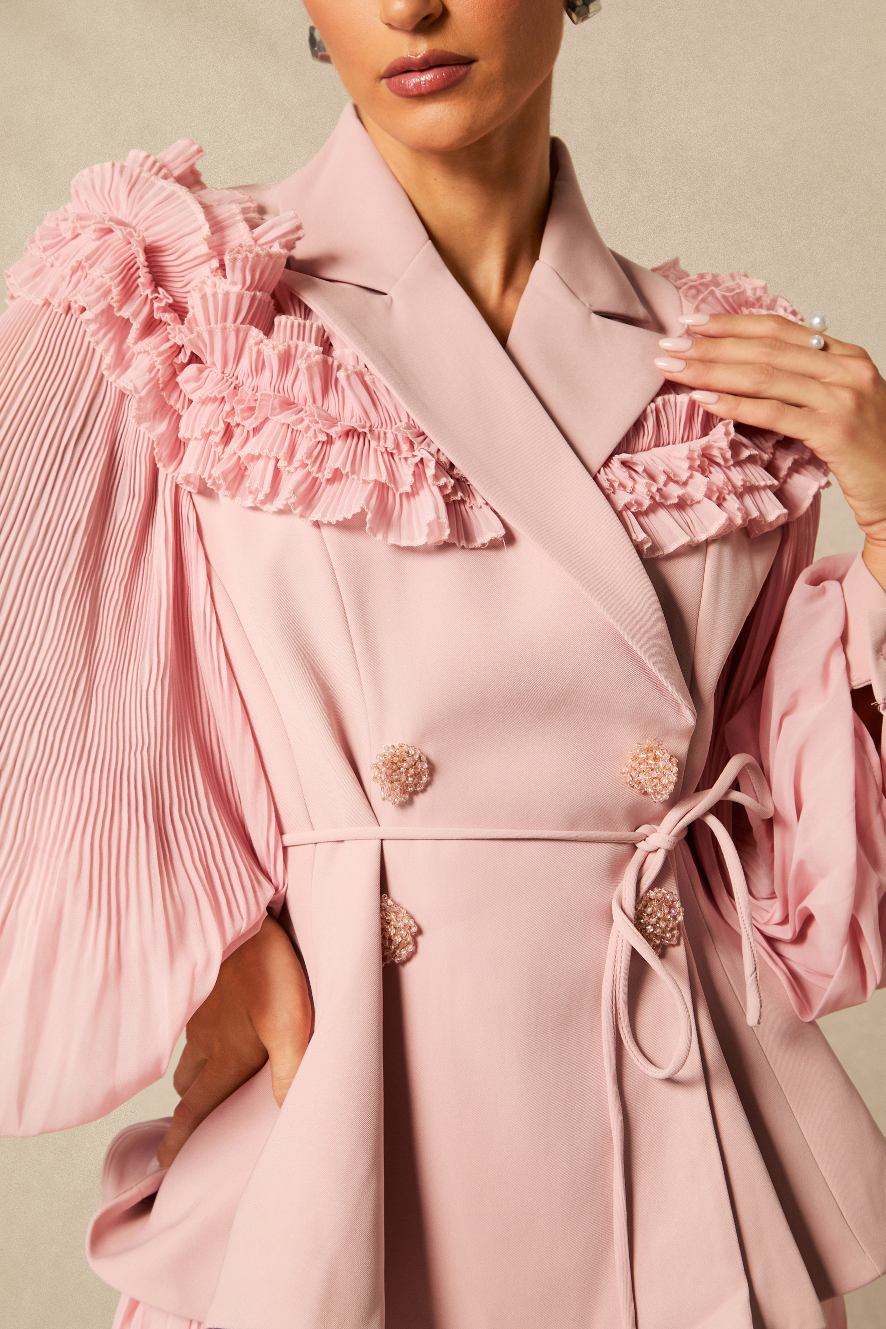 Julia Double Breasted Top & Pleated Skirt Set