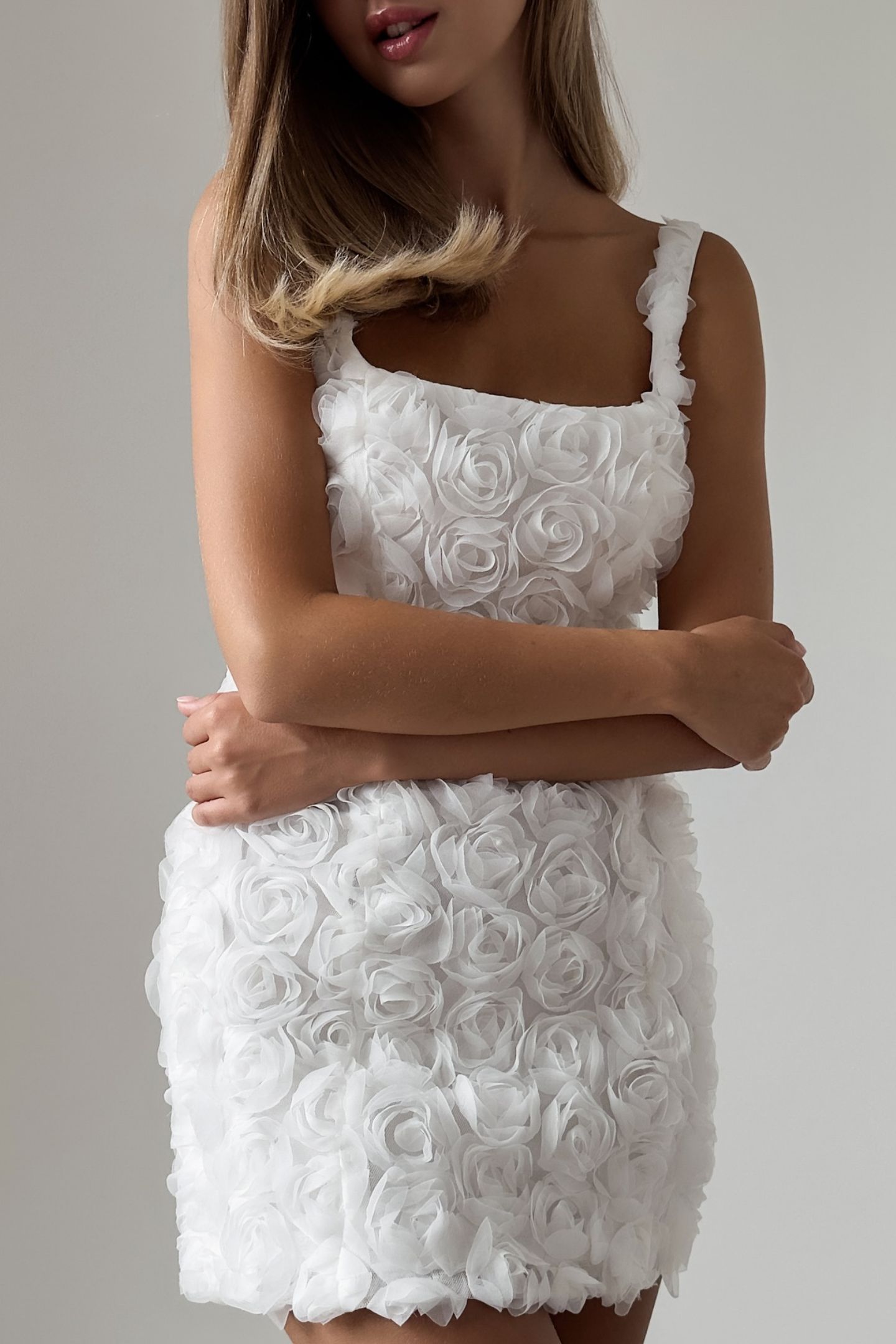 Doris Floral Applique Lace-up Mini Dress