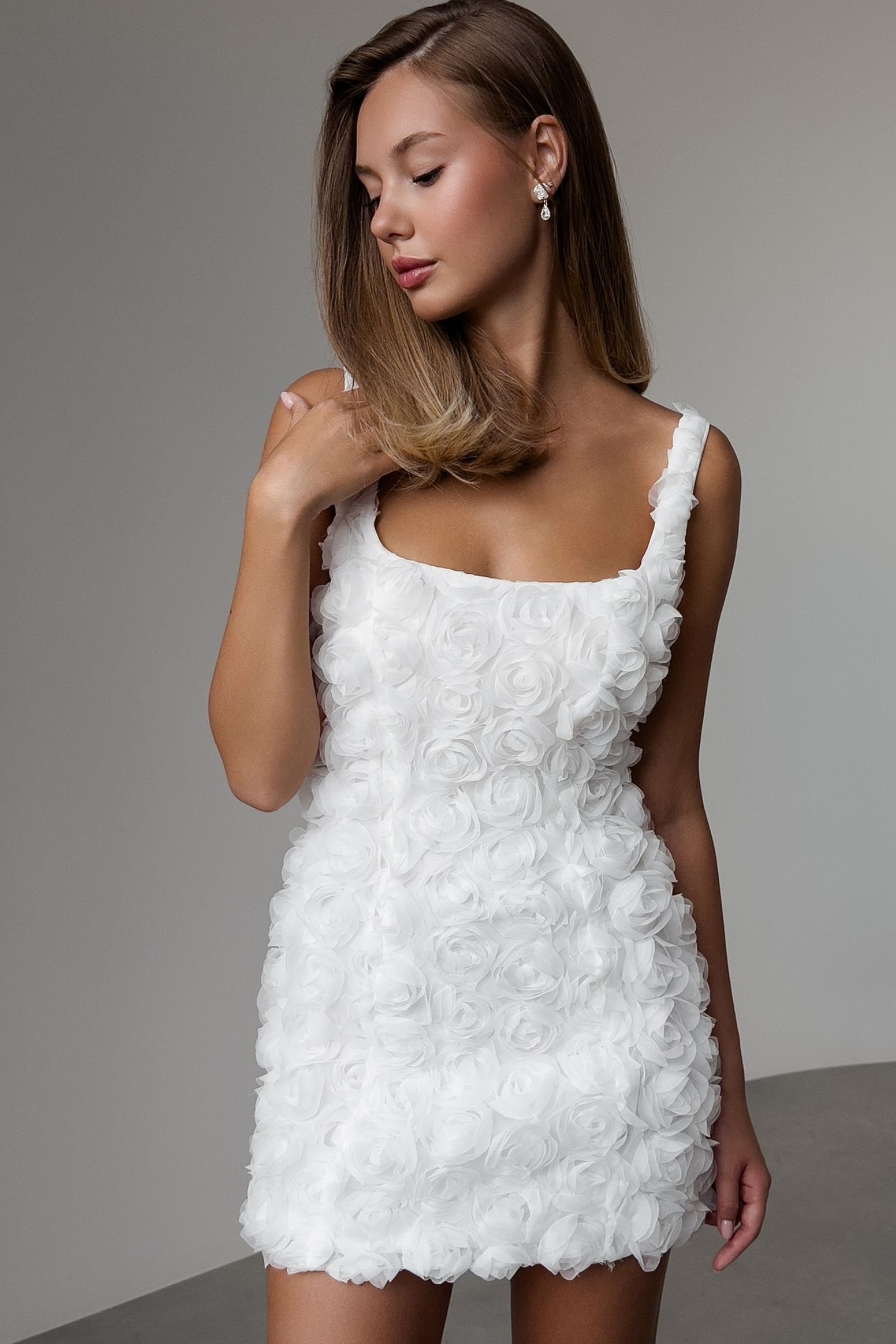 Doris Floral Applique Lace-up Mini Dress