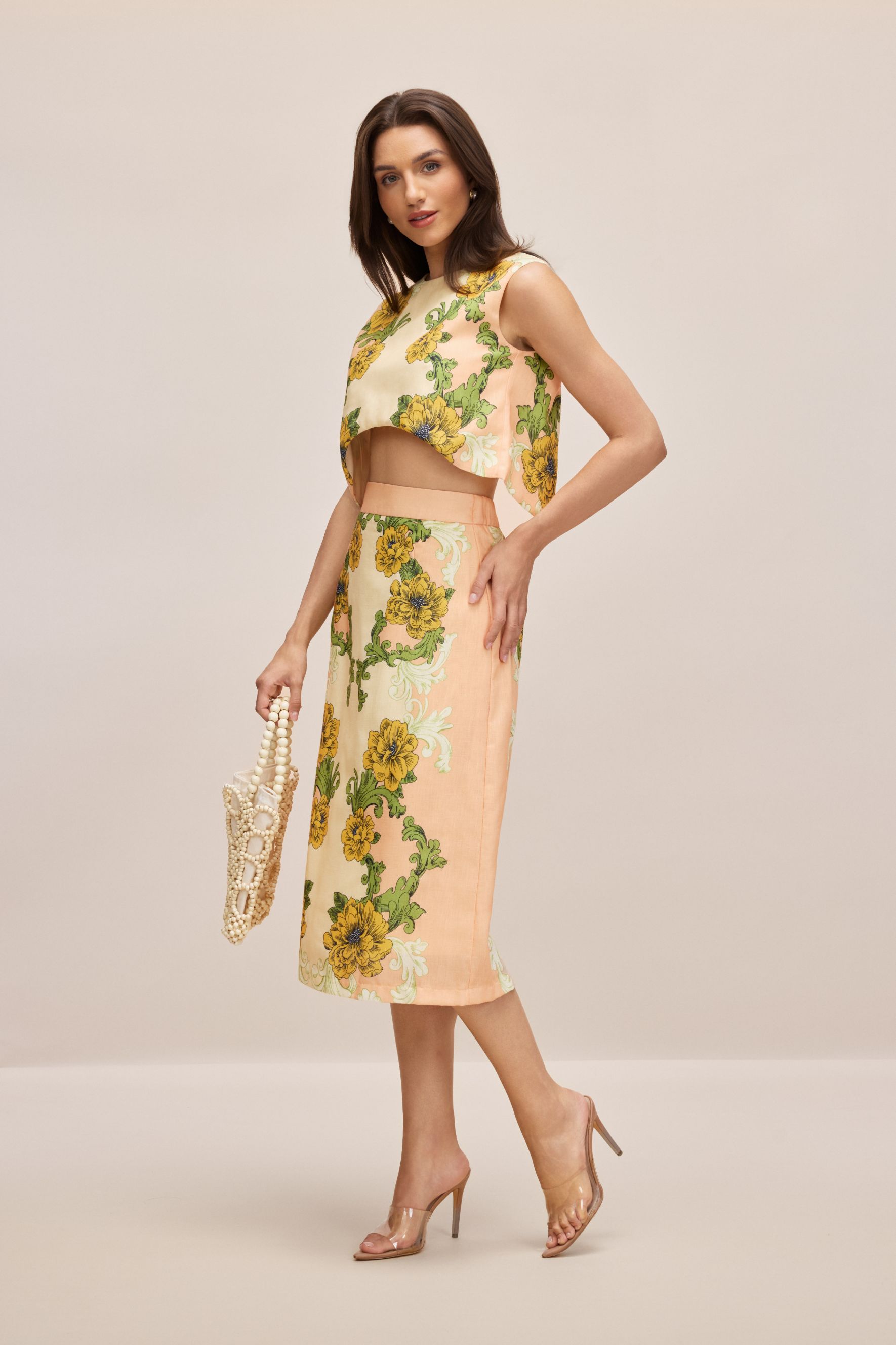 Valerie Floral Print Crop Top Skirt Set