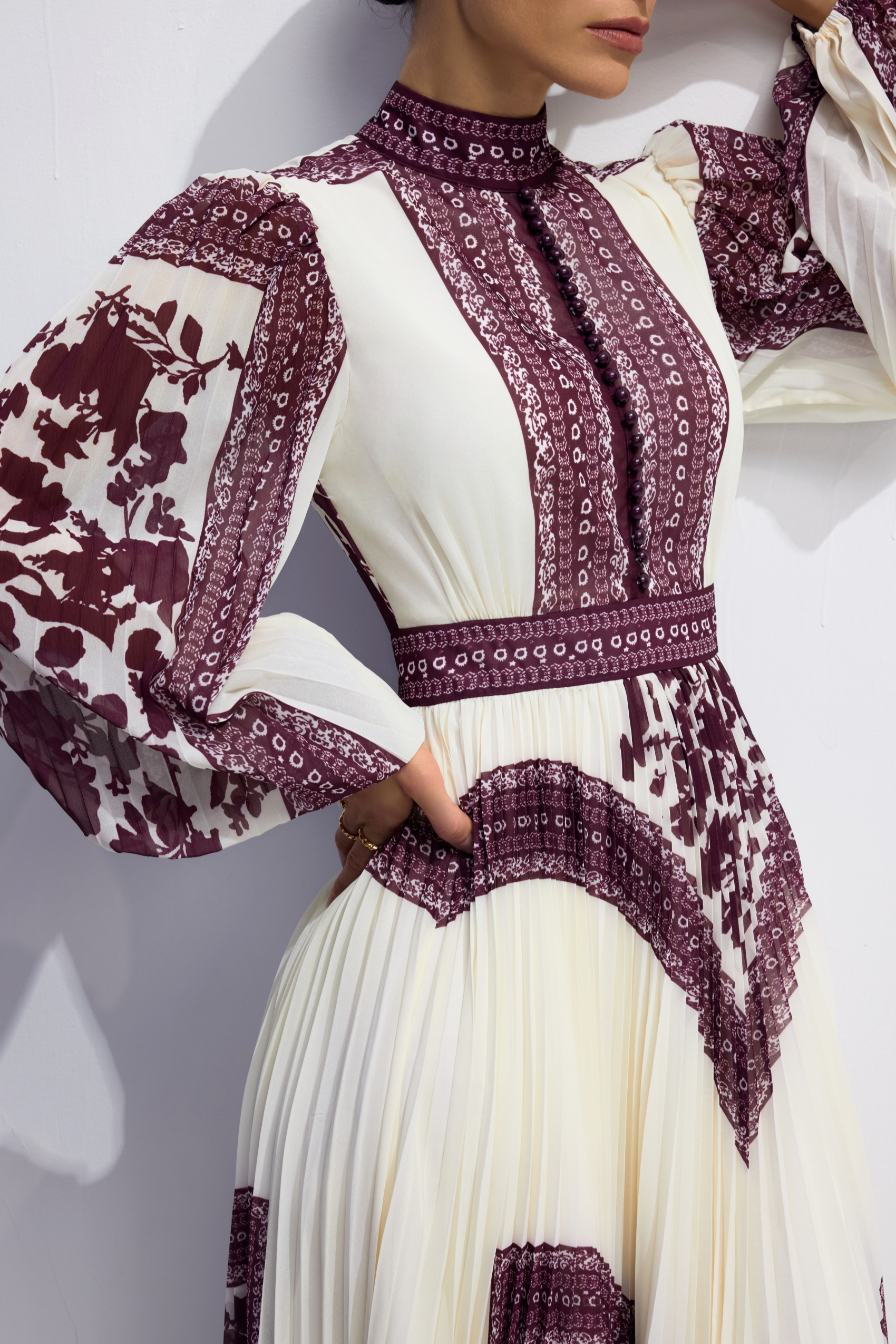 Melvina Floral Print Pleated Maxi Dress