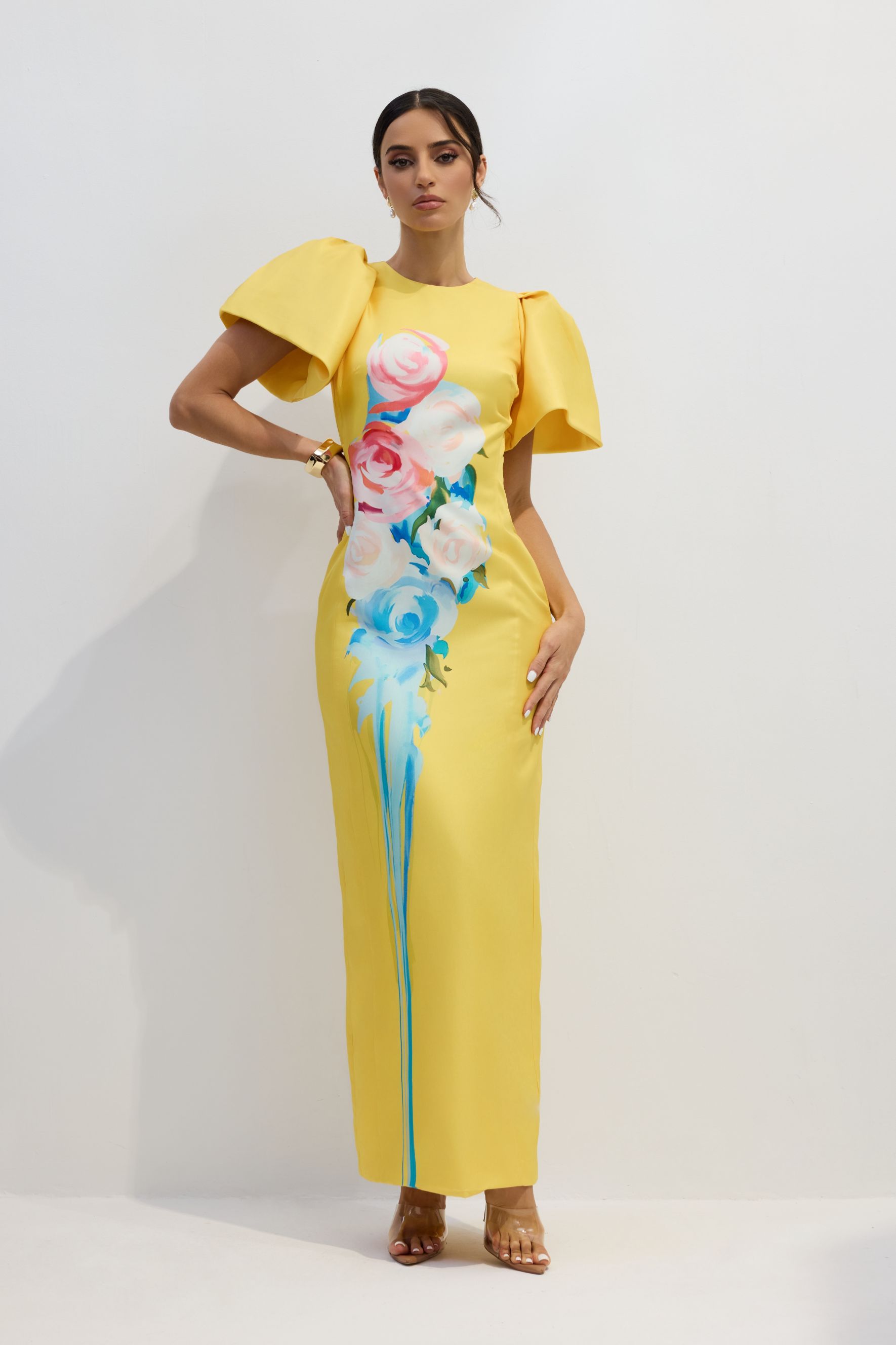 Lorraine Floral Printed Maxi Split Dress