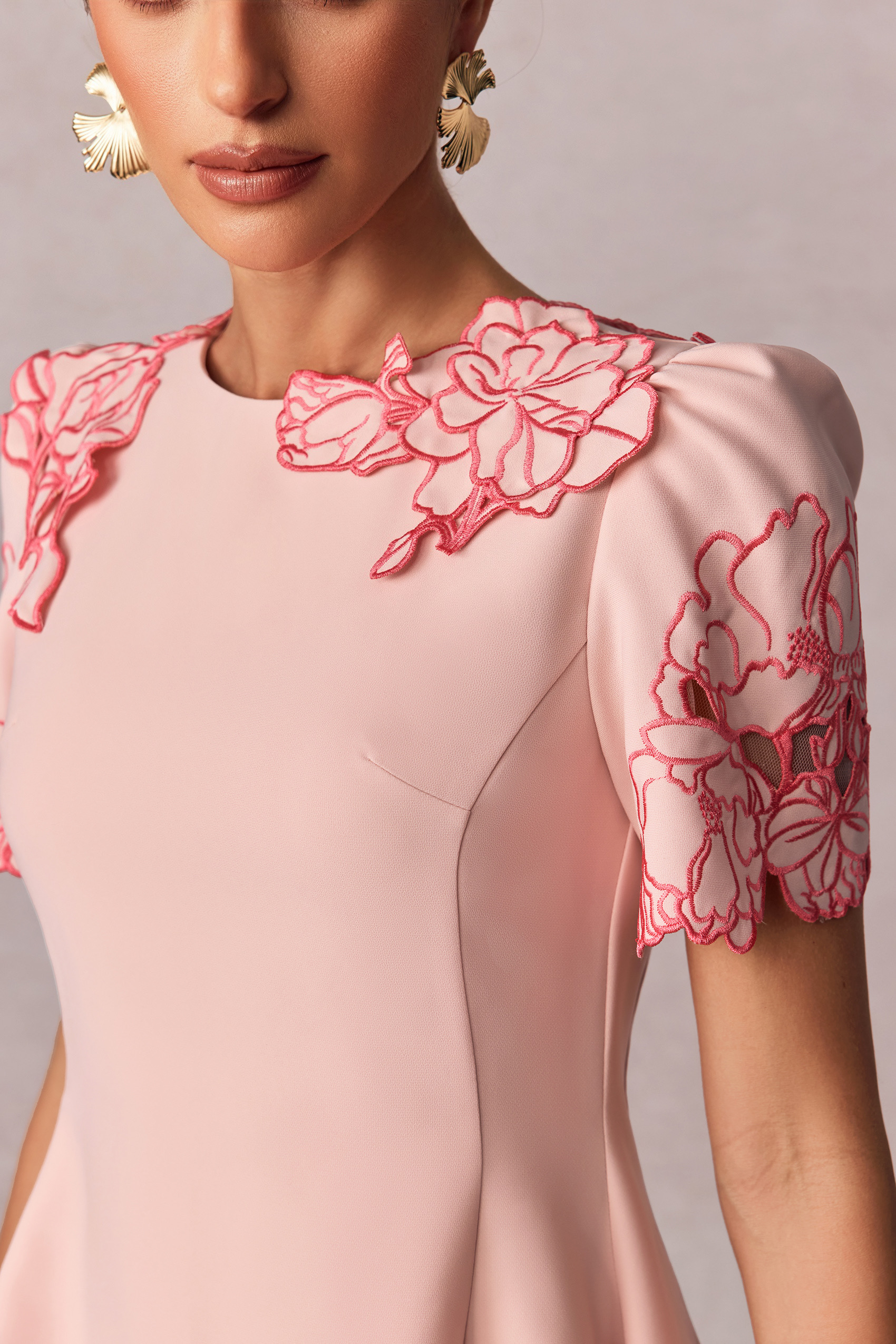 Moira Floral Embroidered Short Sleeve Mini Dress