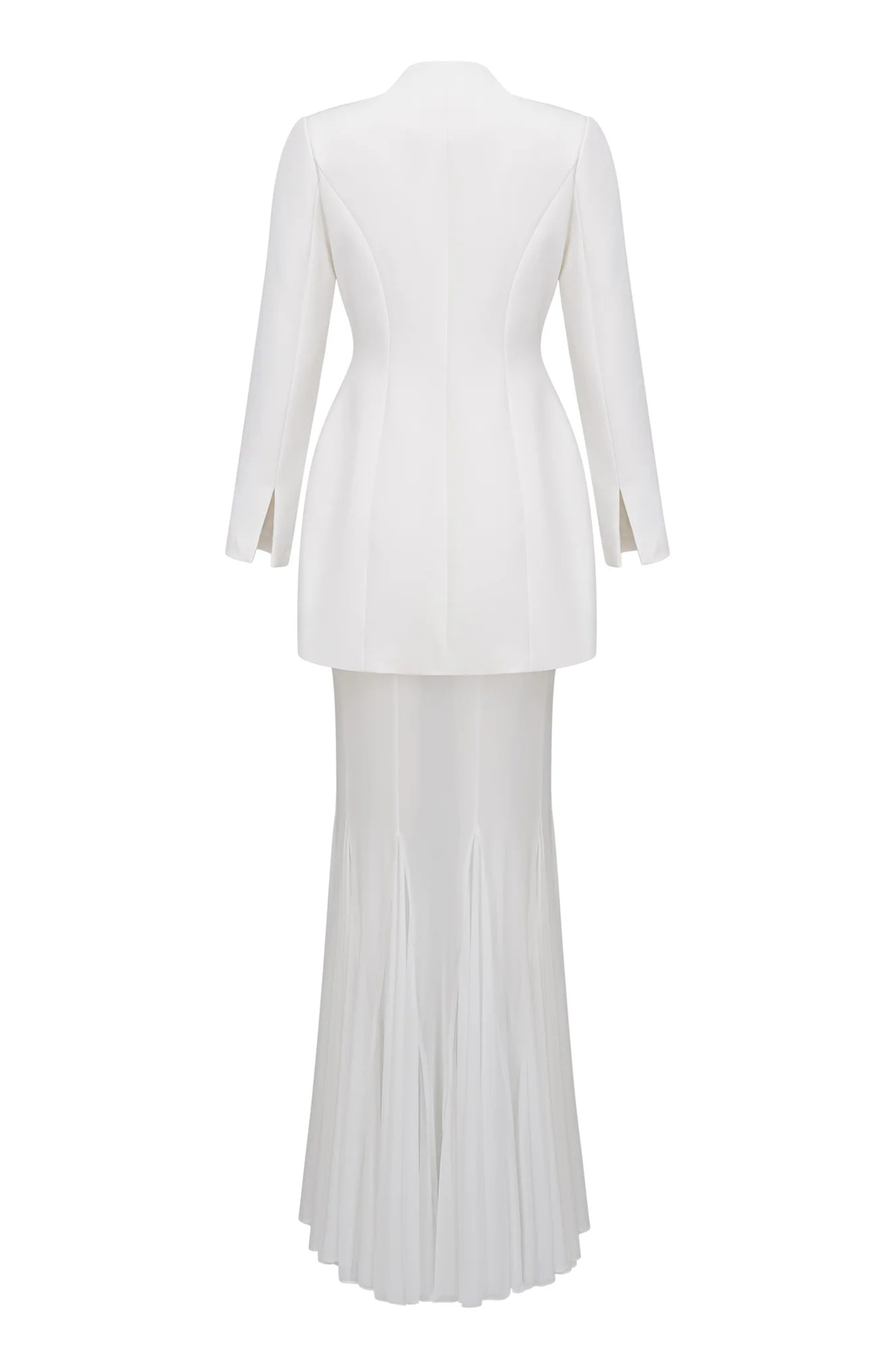 Myra Asymmetric Tailored Blazer & Sheer Mesh Skirt Set