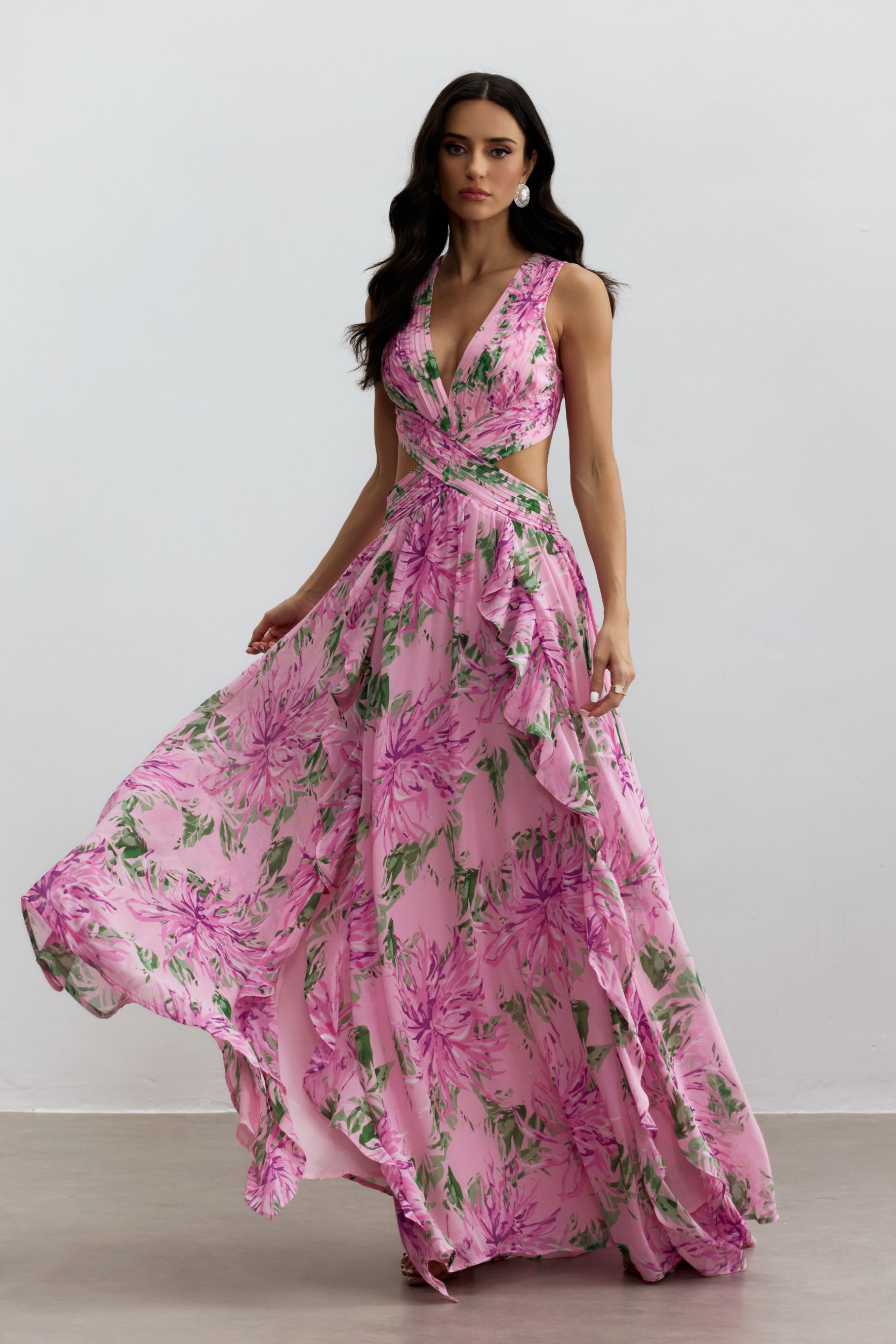 Sheila Floral Print Cut Out Maxi Dress