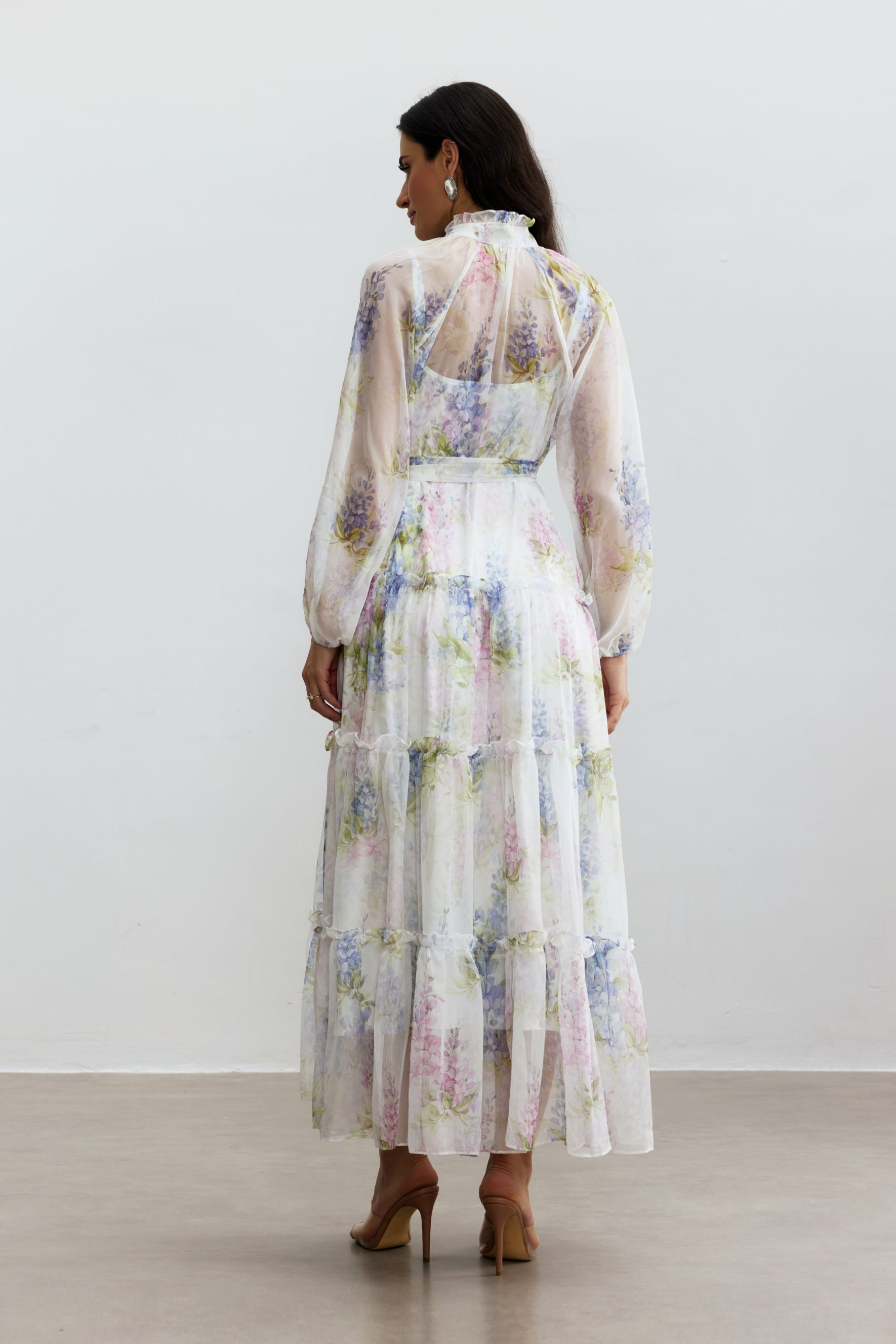 Angelica Floral Print Tiered Ruffle Maxi Dress