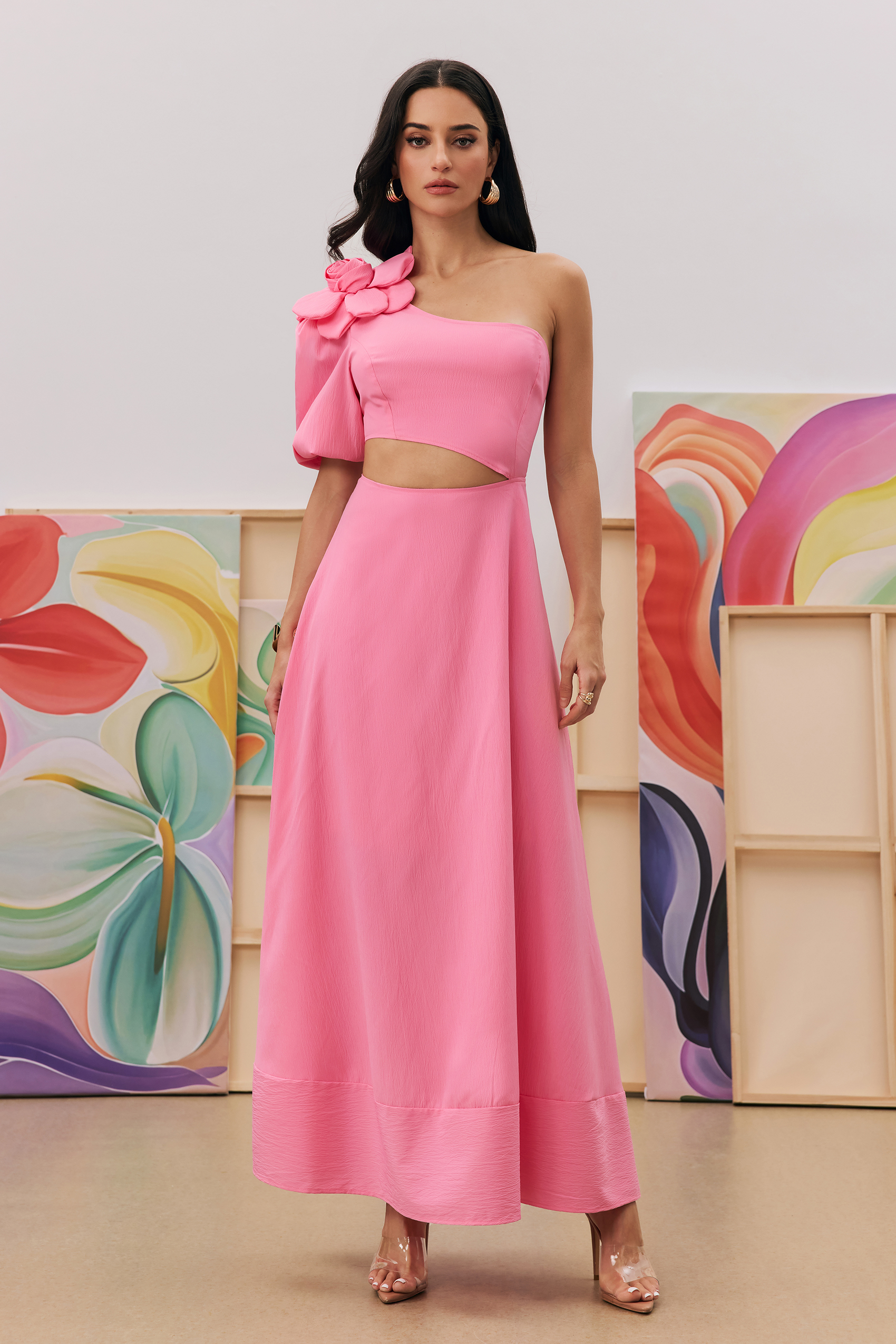 Lea Flower Cut-out Midi Dress