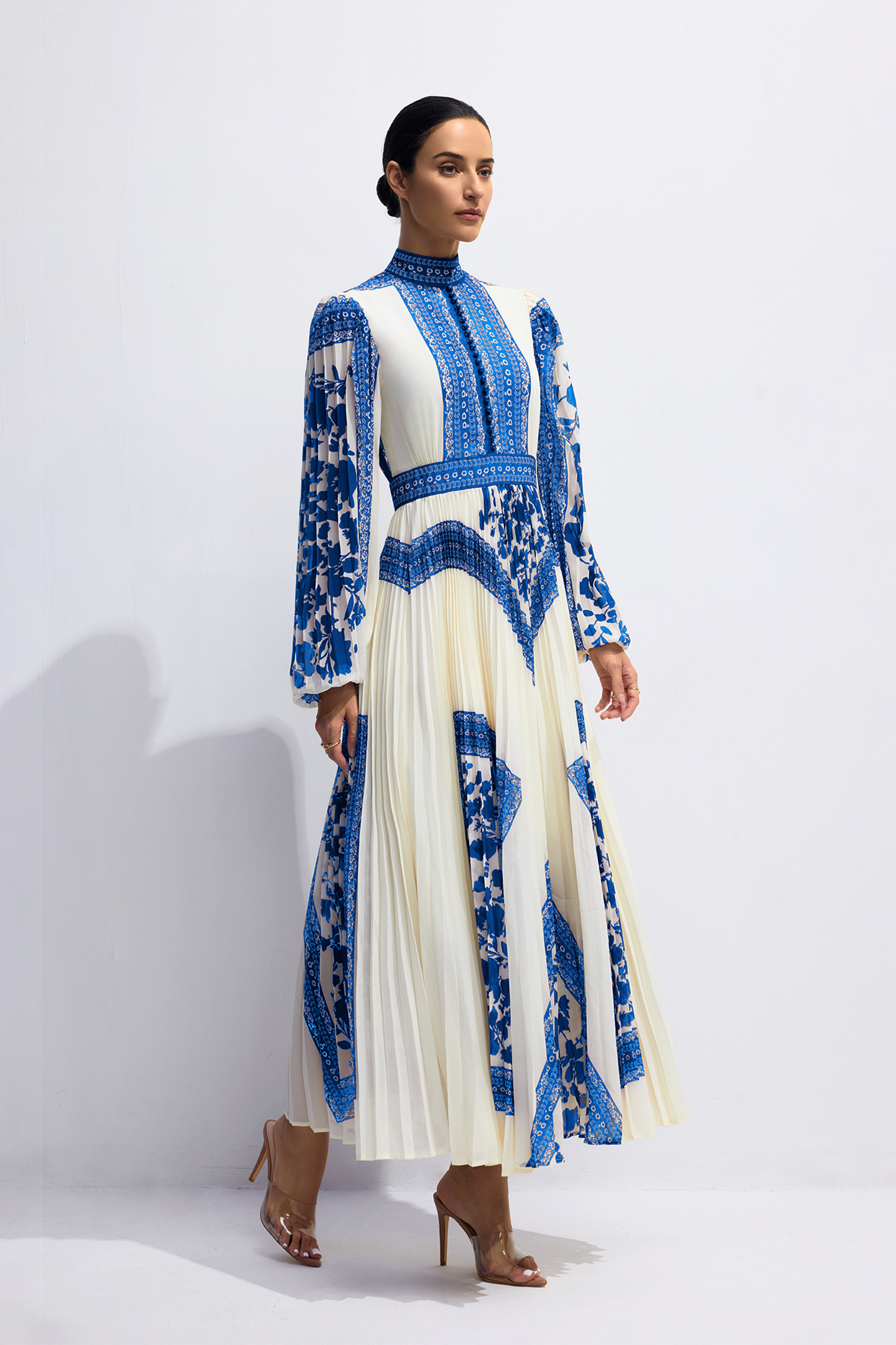 Melvina Floral Print Pleated Maxi Dress