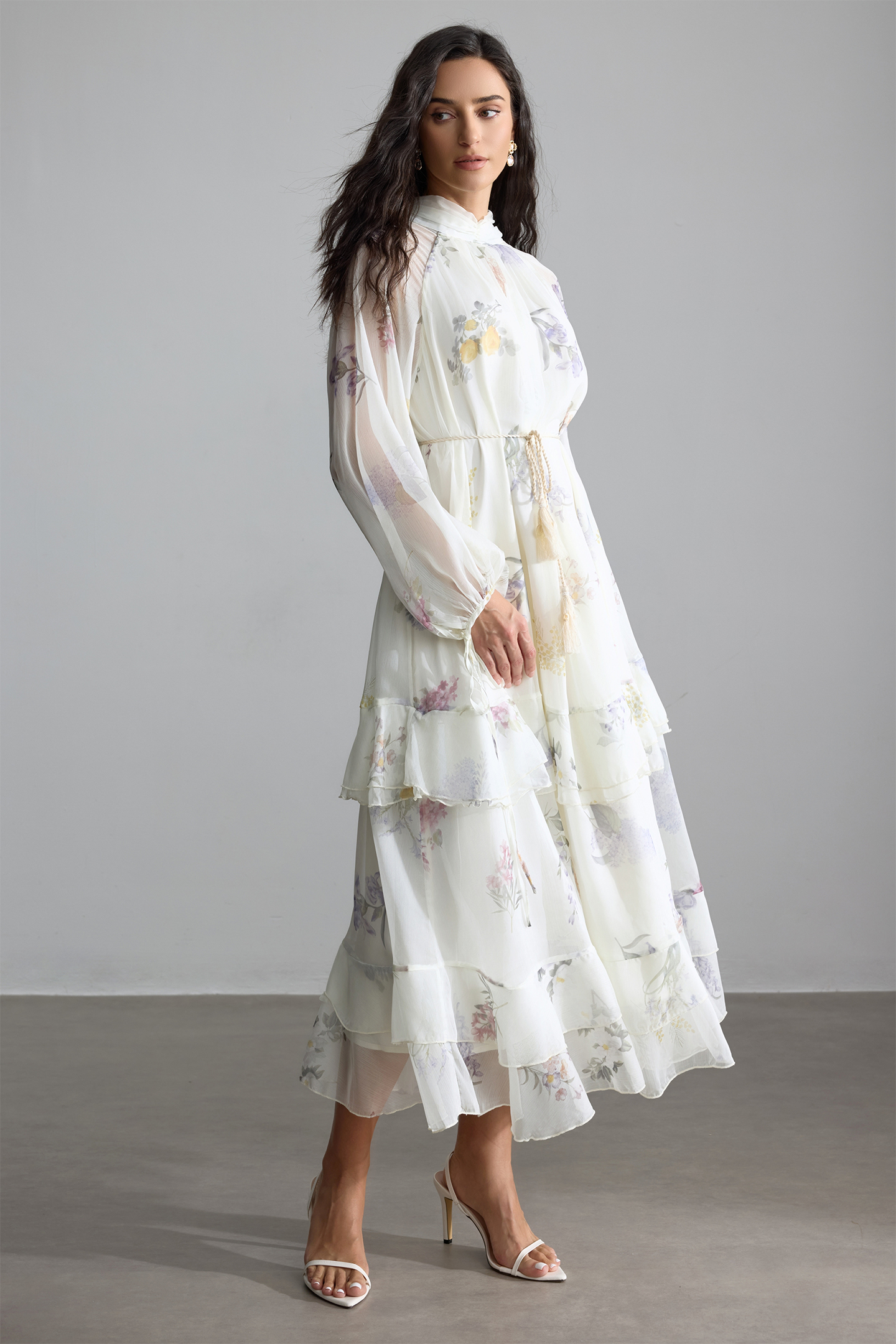 Renee Floral Print Puff Sleeve Maxi Dress