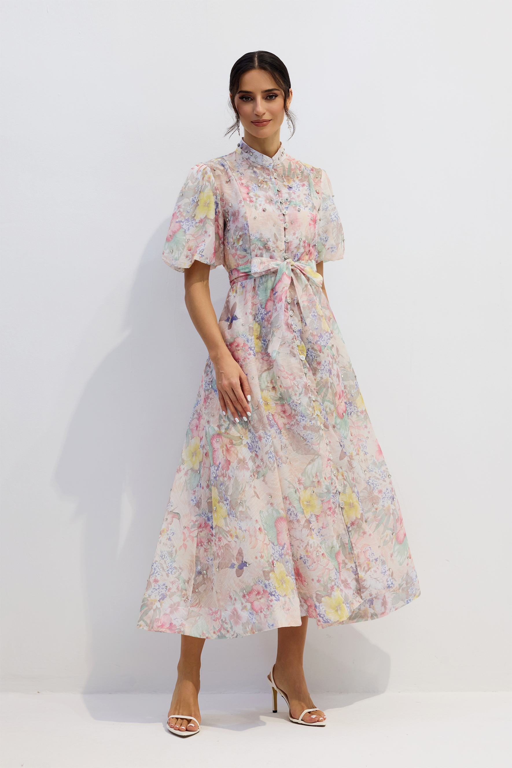 Anne Floral Print Puff Sleeve Maxi Dress