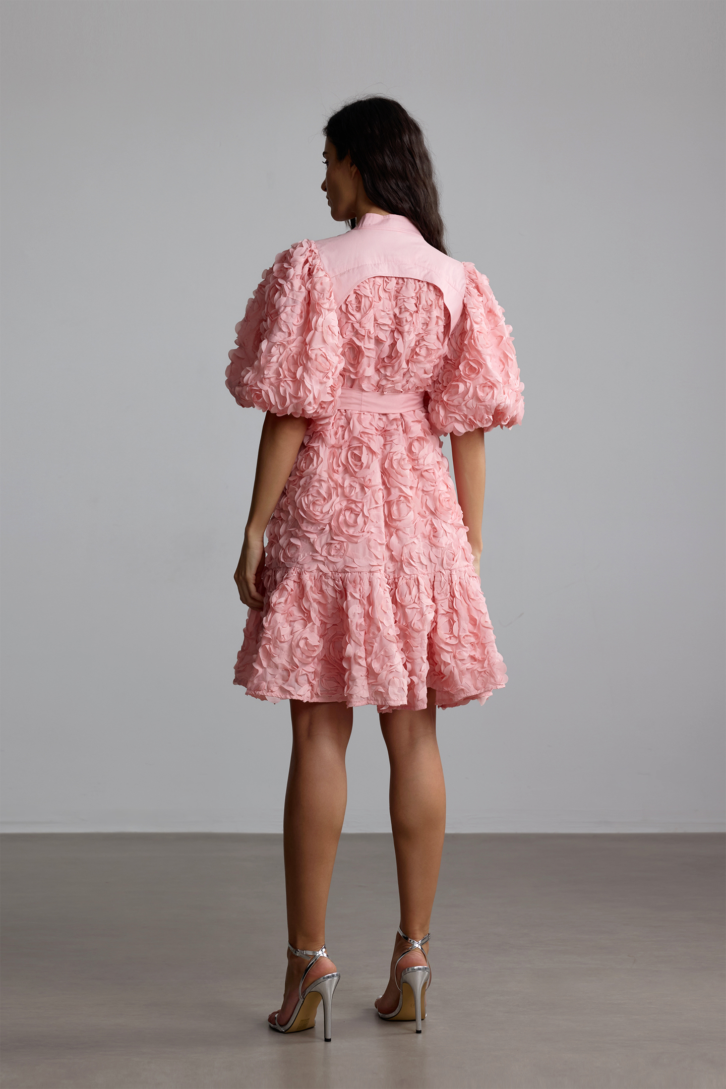 Emeline 3D Floral Balloon Sleeve Mini Dress