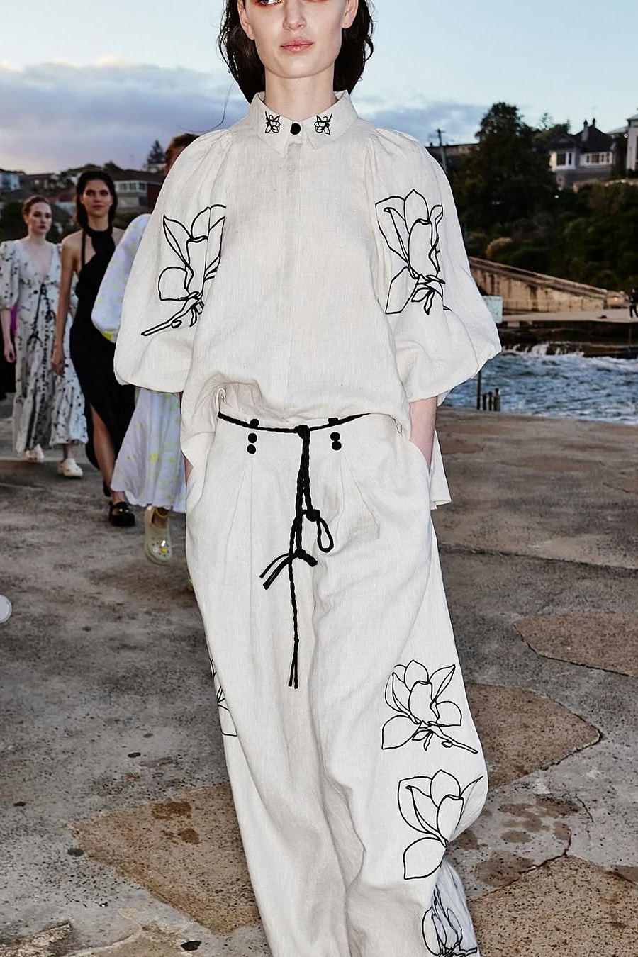 Liz Embroidered Floral Shirt & Pants Set