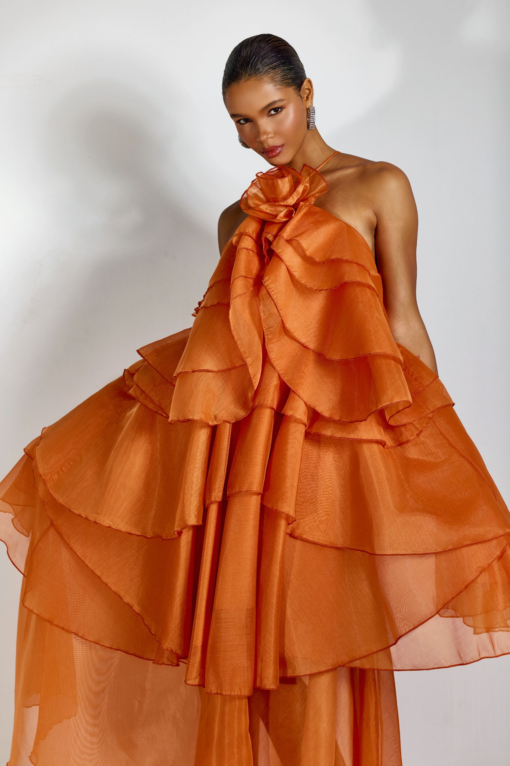 Sibley Halterneck Tiered Ruffle Maxi Dress