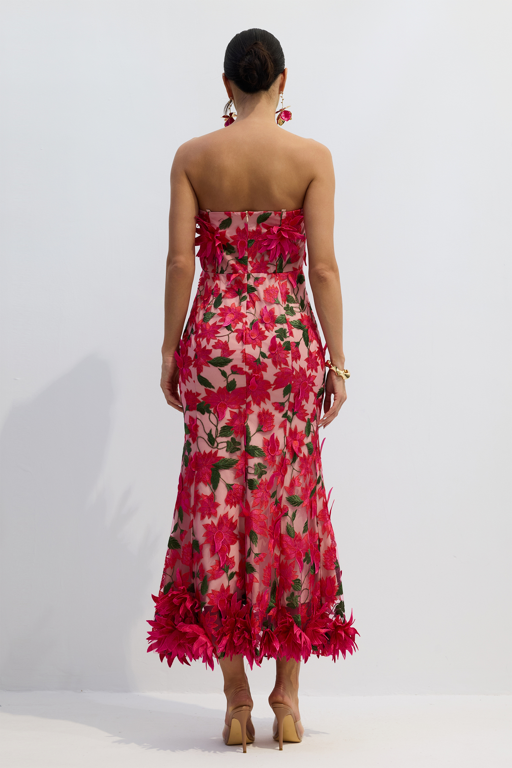 Gloria Floral Embroidery Strapless Maxi Dress