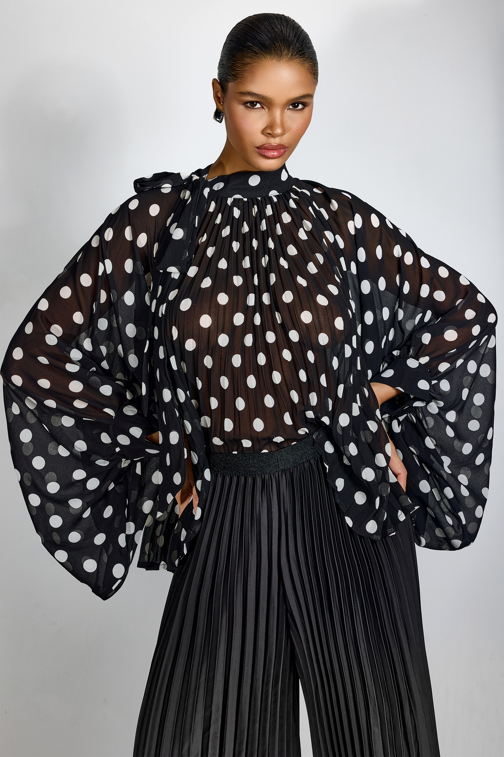 Vania Polka Dot Sheer Chiffon Blouse