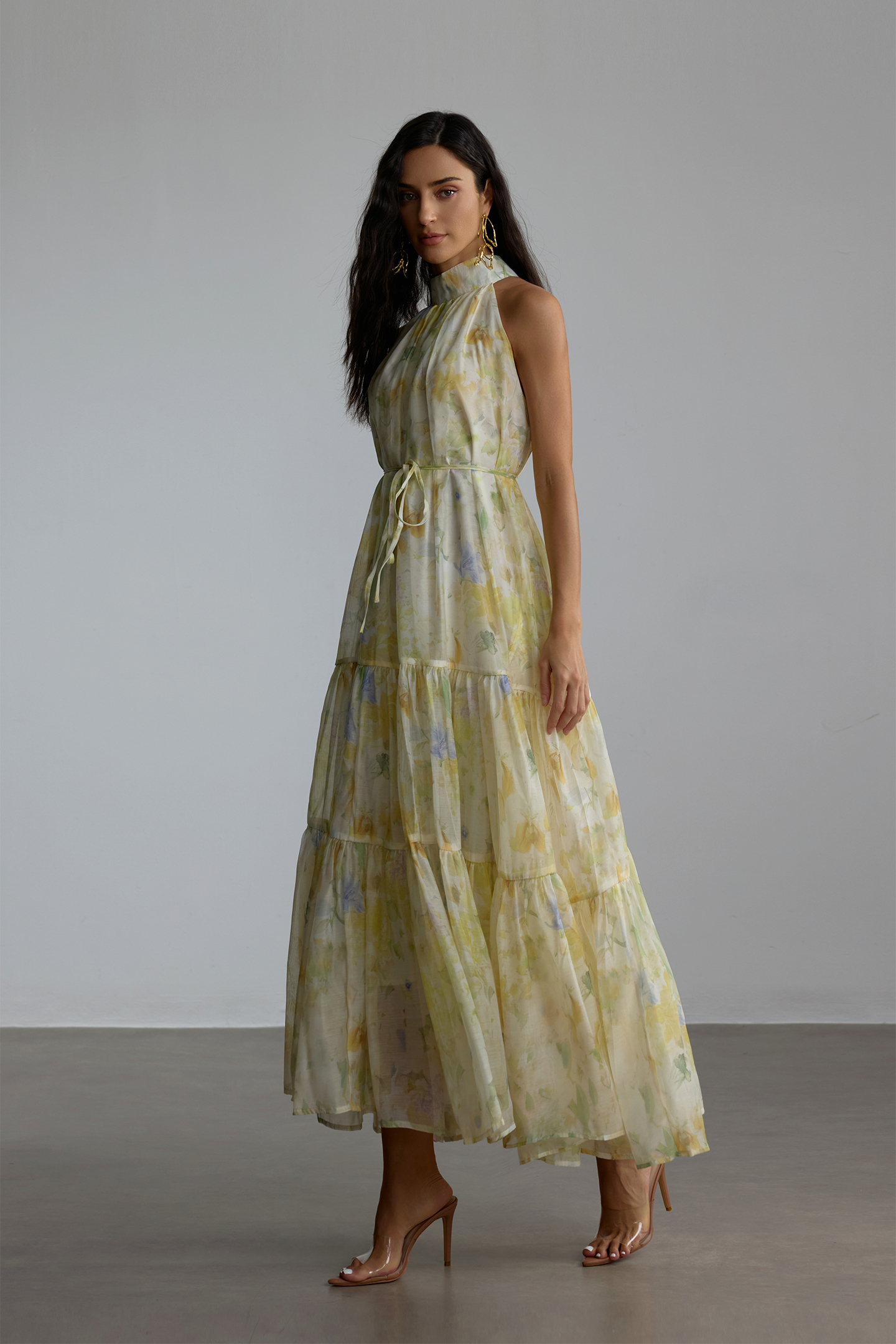Fiona Floral Print Sleeveless Maxi Dress