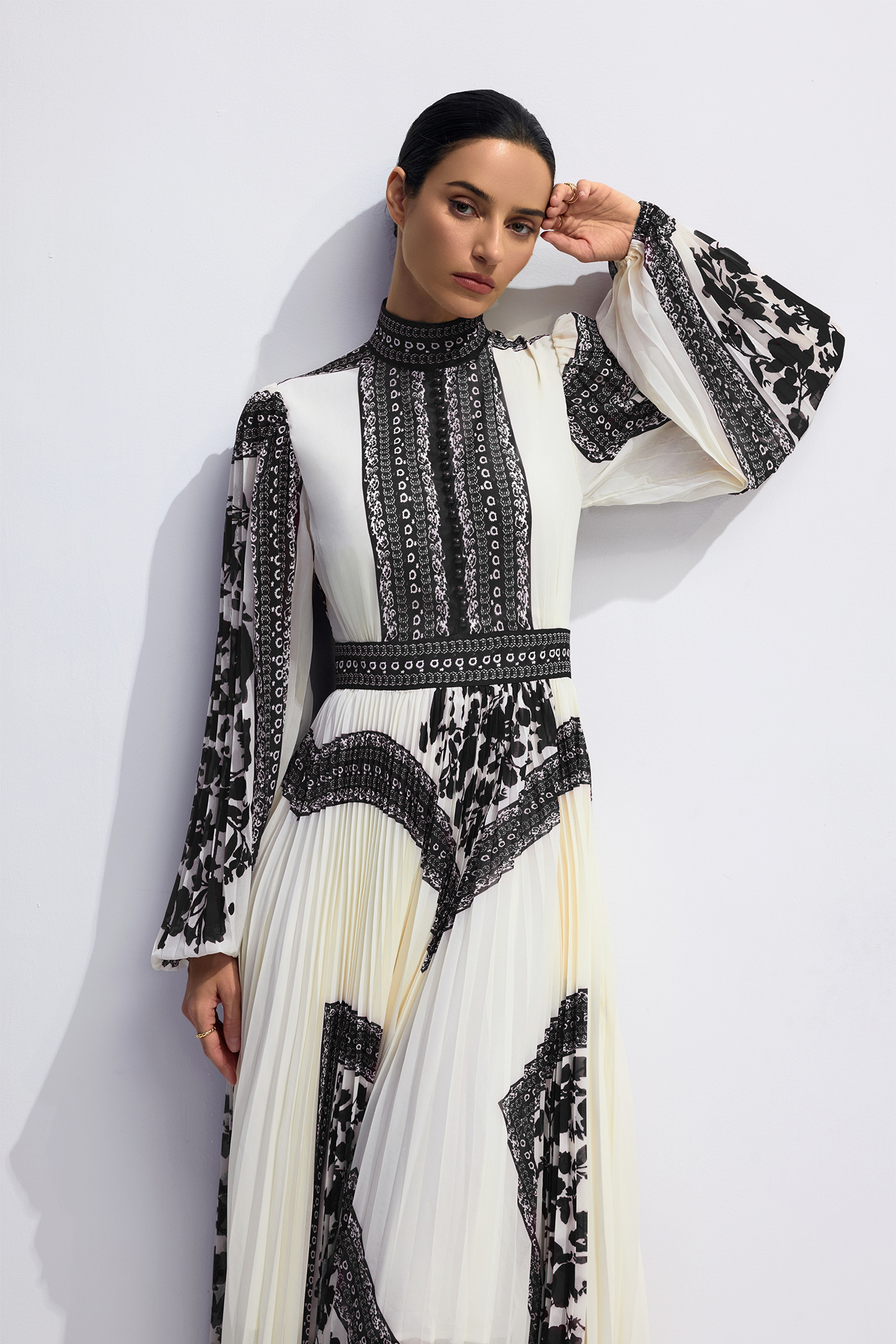 Melvina Floral Print Pleated Maxi Dress