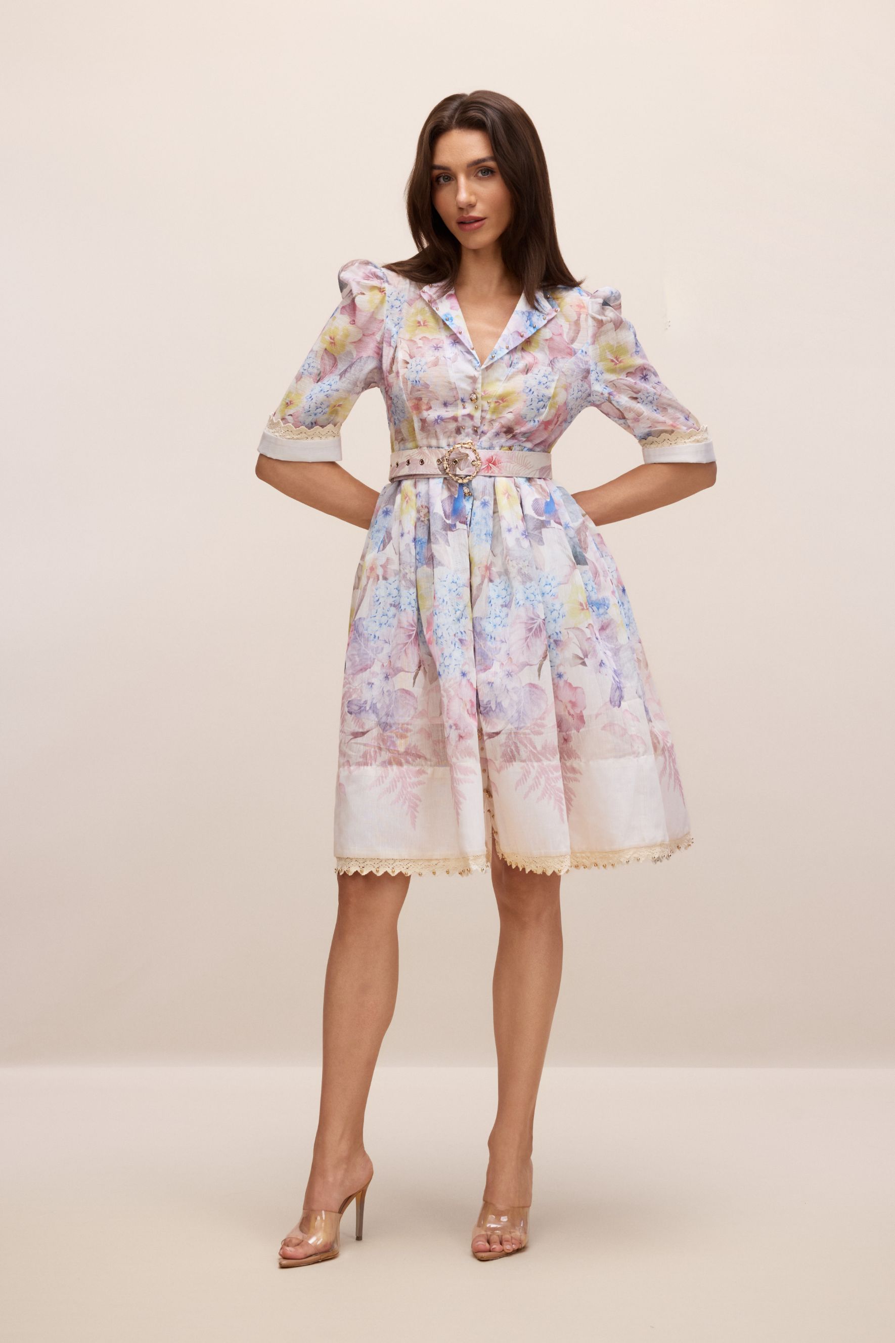 Peggy Floral Print Short Sleeve Mini Dress