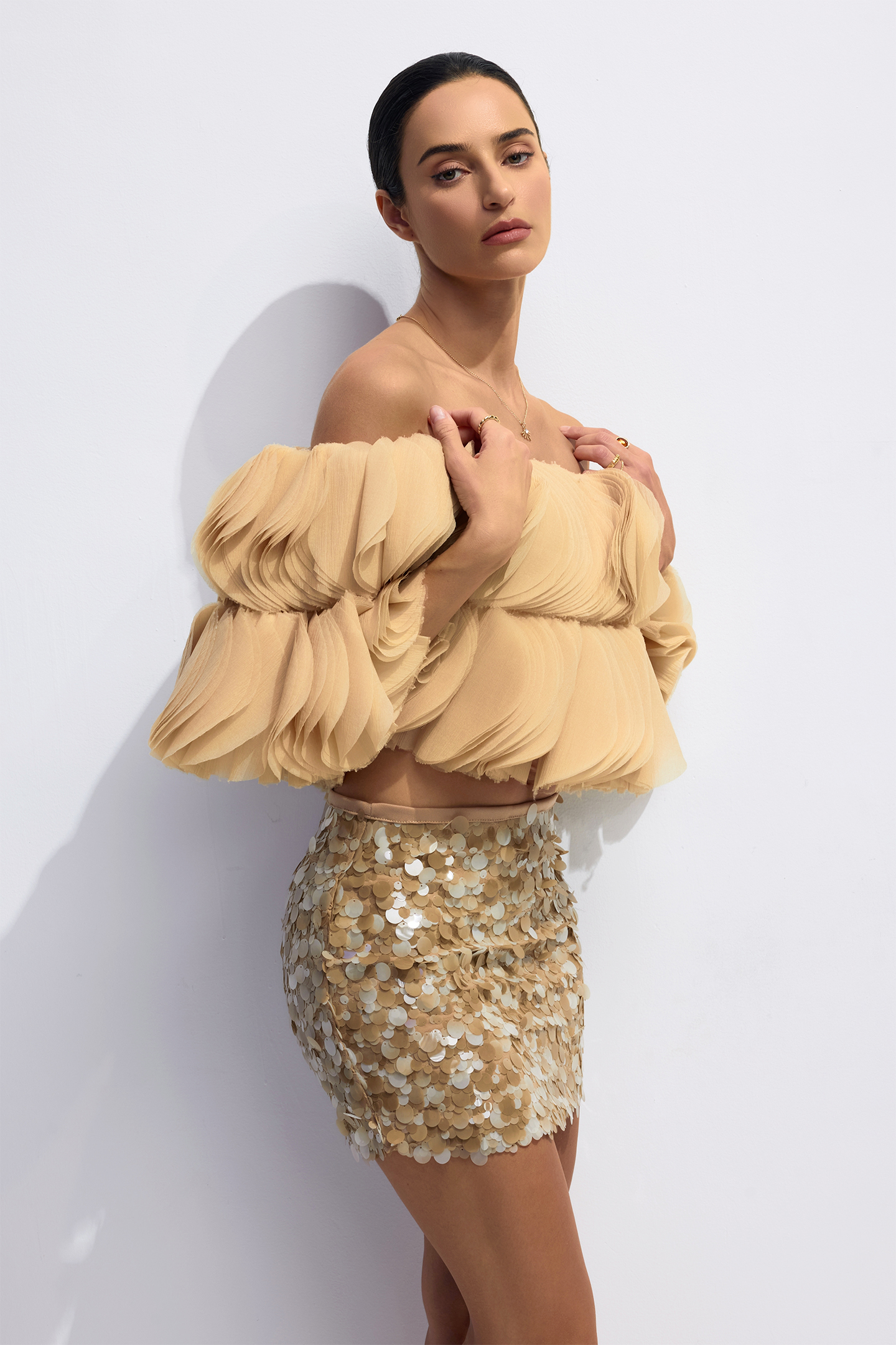 Lillian 3D Petal Off Shoulder Crop Top
