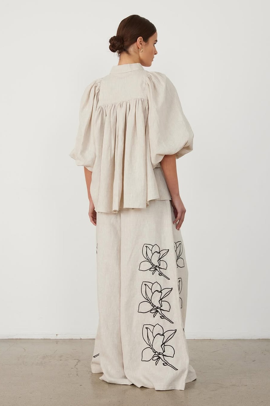 Liz Embroidered Floral Shirt & Pants Set