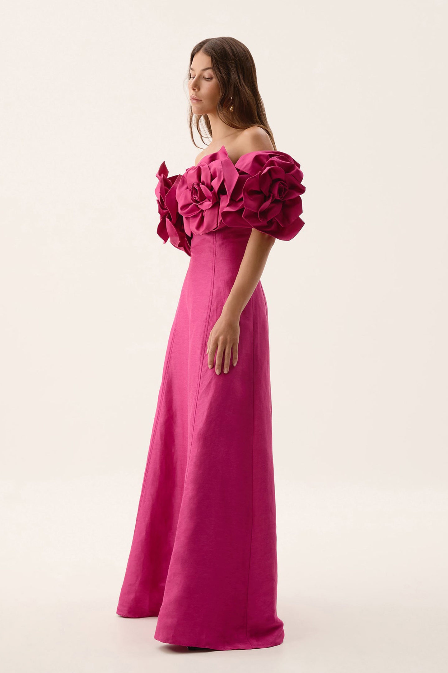 Quintina Off-Shoulder Rose Embellished Maxi Dress