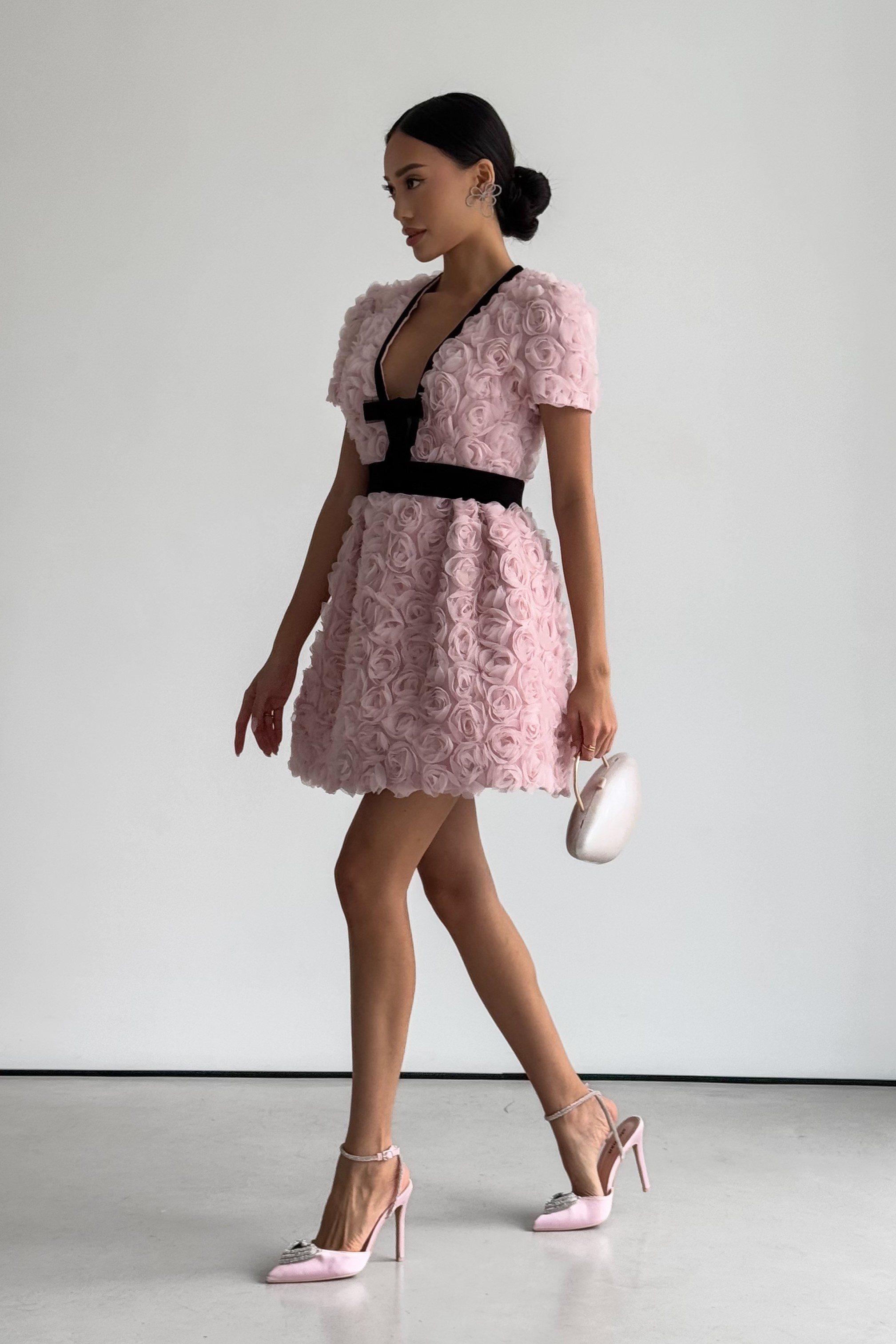 Amelia Rose Embellished V-neck Mini Dress