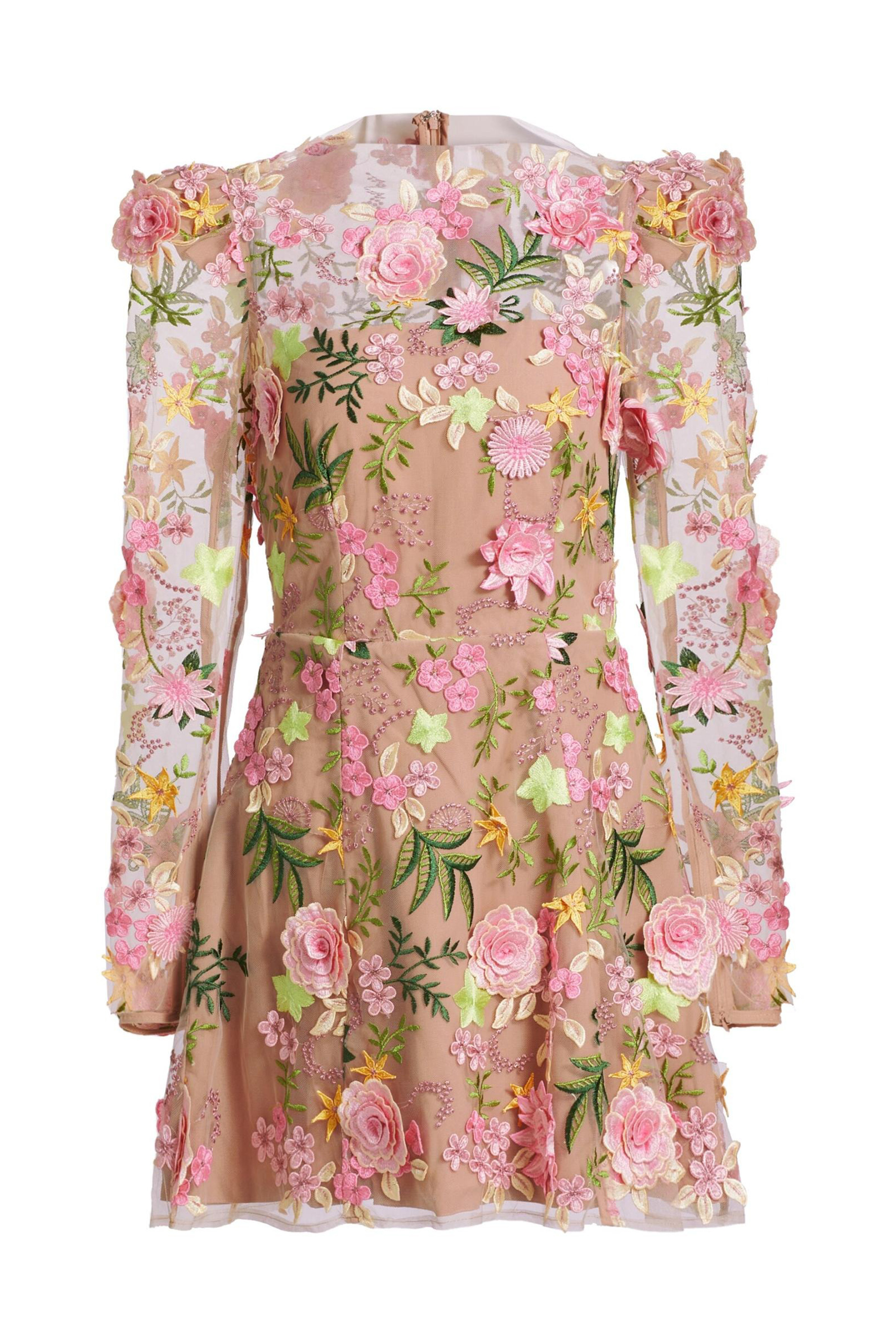 Lara Floral Applique Long Sleeve Mini Dress