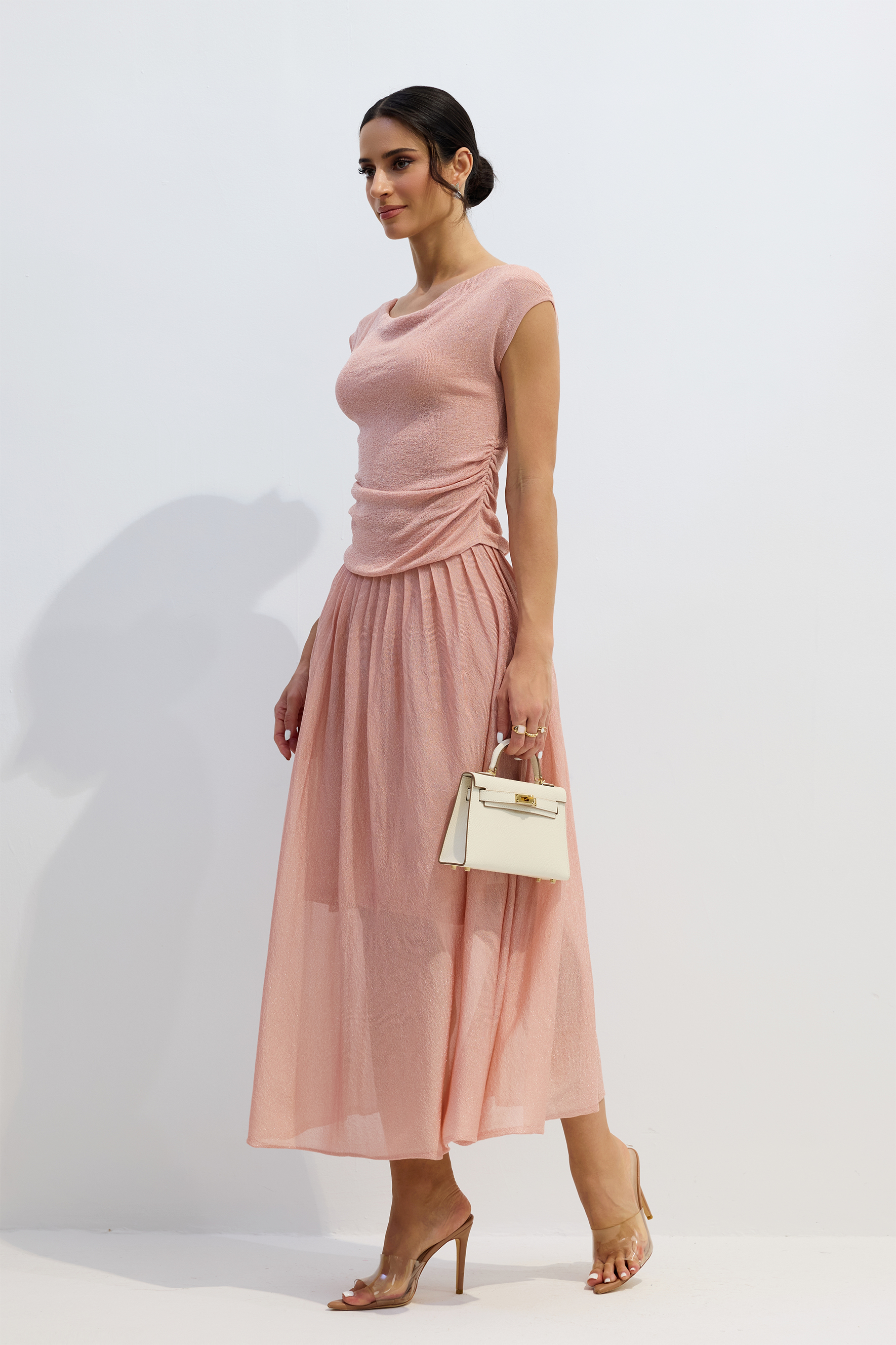 Lois Cap Sleeve Ruched Top & Skirt Set