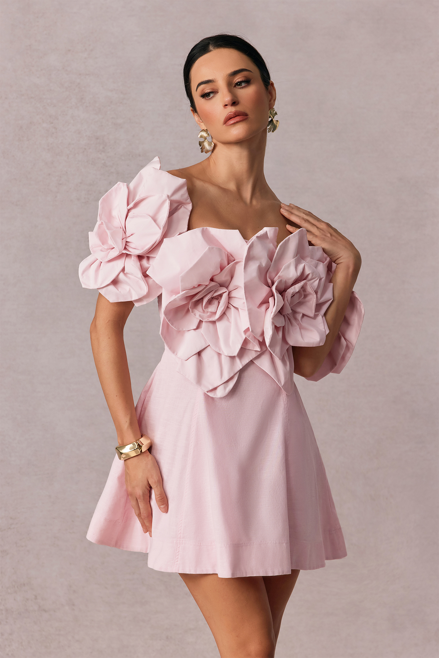 Evelyn Oversized Floral Applique Mini Dress