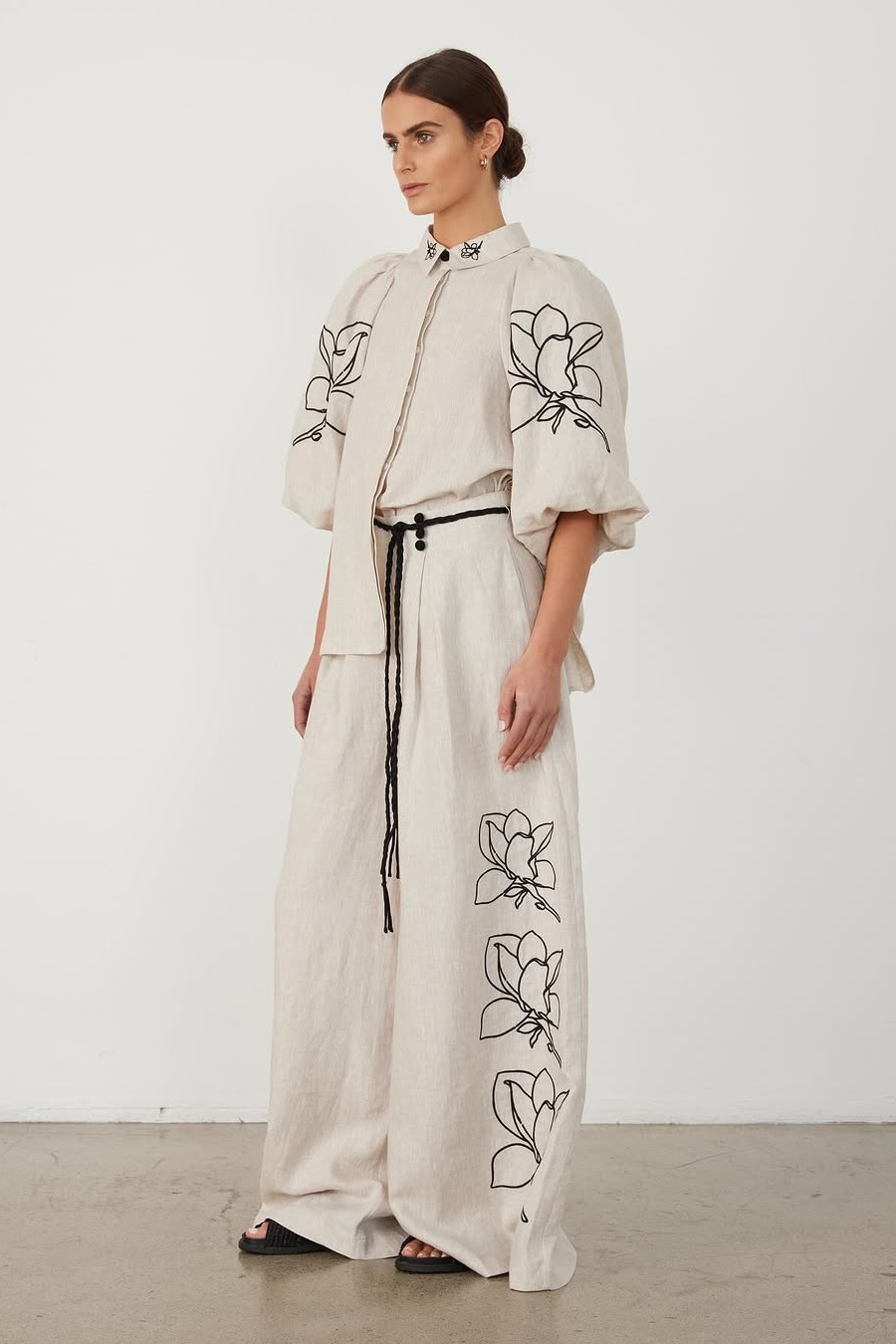 Liz Embroidered Floral Shirt & Pants Set