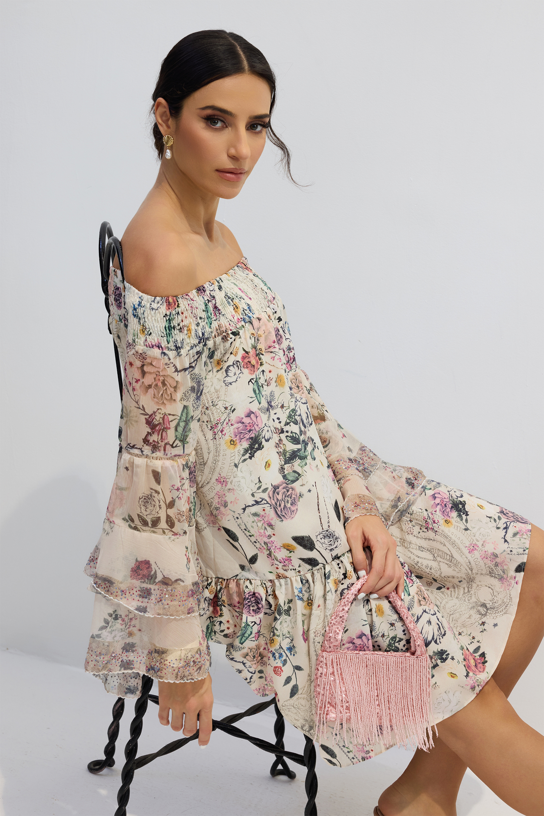 Yvonne Floral Off Shoulder Mini Dress