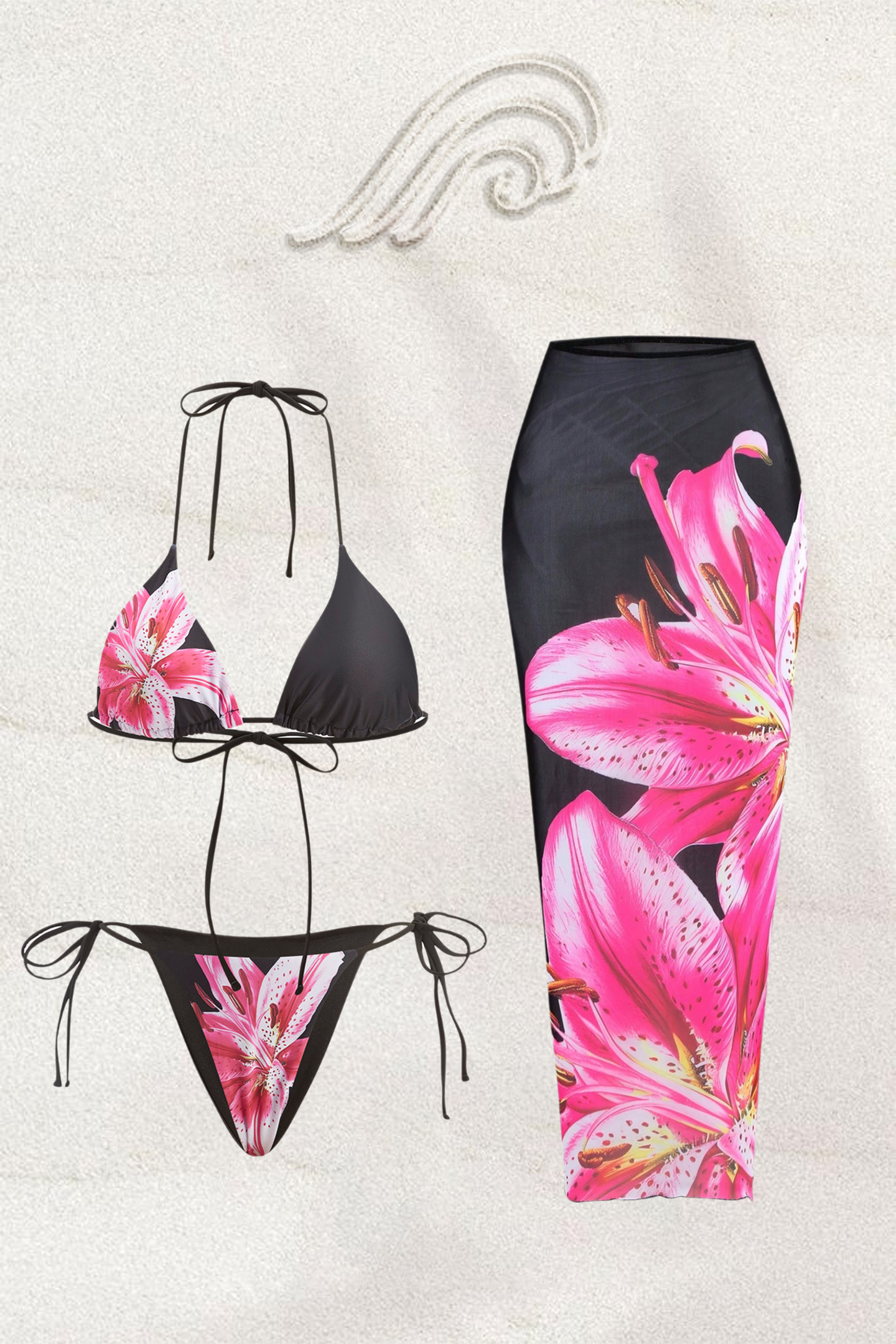 Lucy Floral Print Three-piece Swim Set