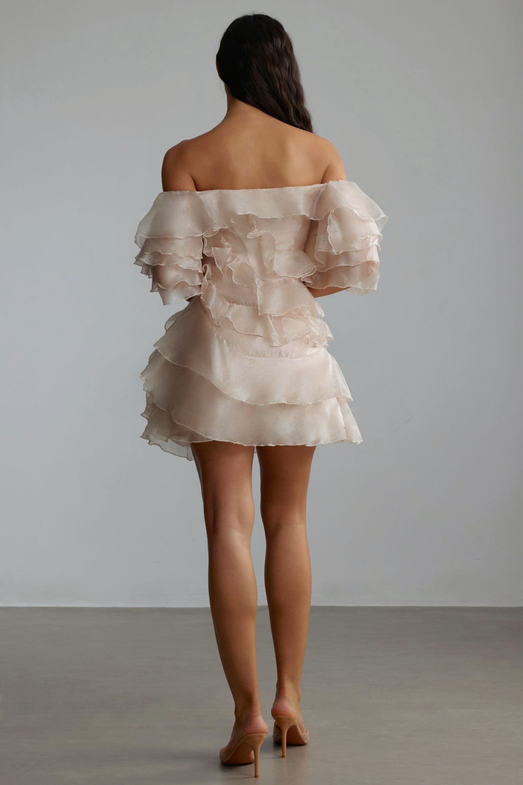 Estra Off-Shoulder Floral Tulle Mini Dress