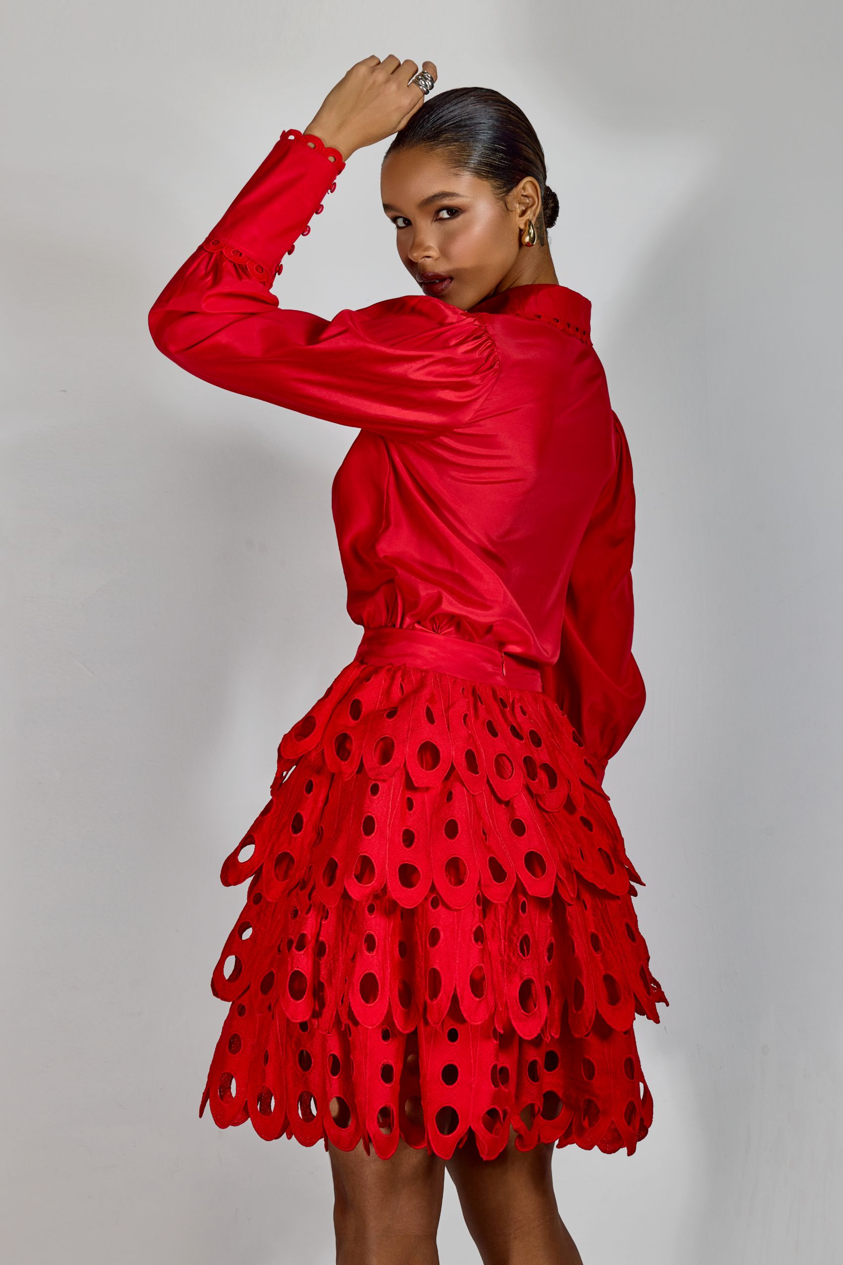 Jessie Long Sleeve Shirt & Tiered Eyelet Skirt Set
