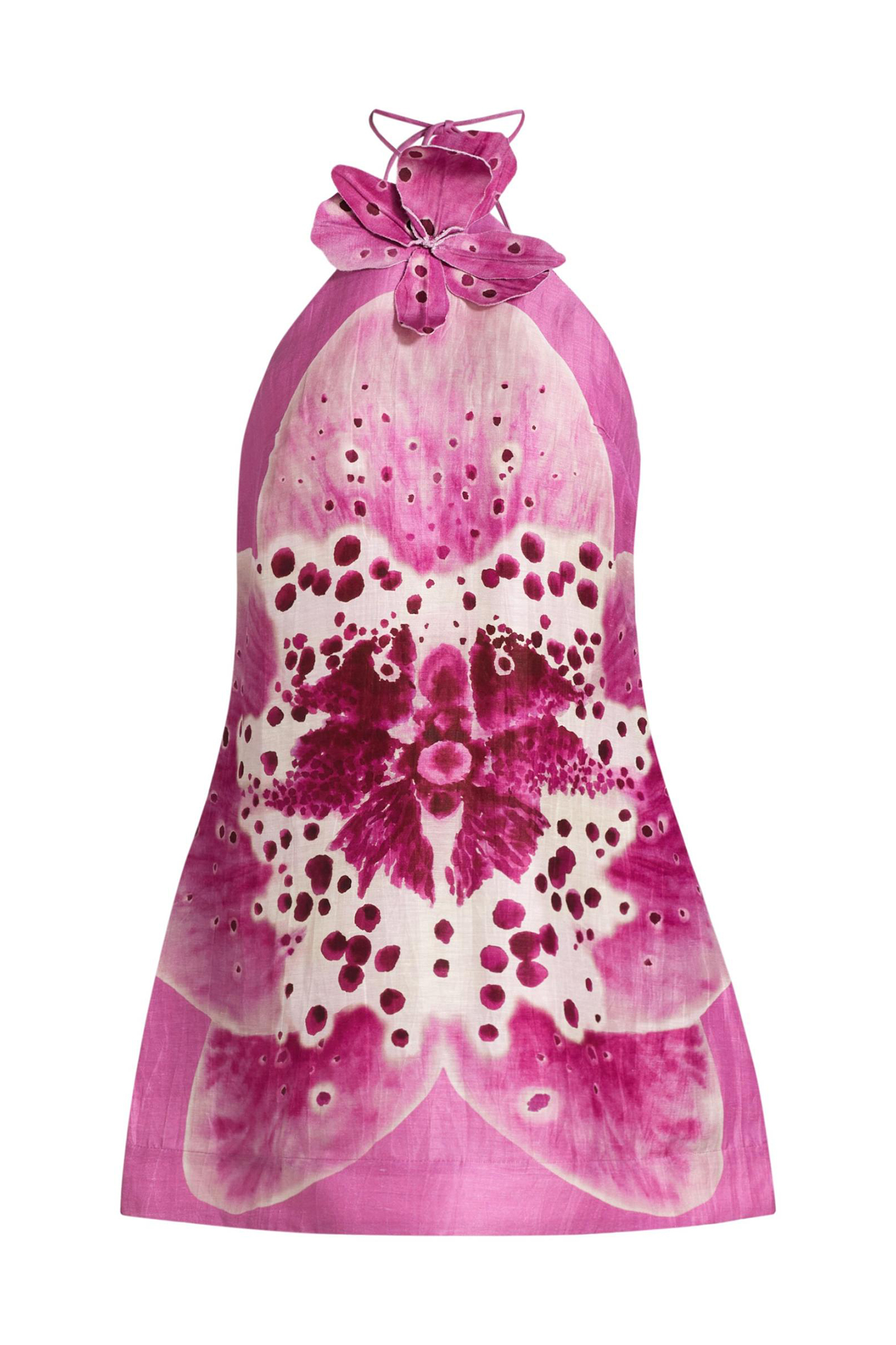 Veronica Floral Applique Halter Mini Dress