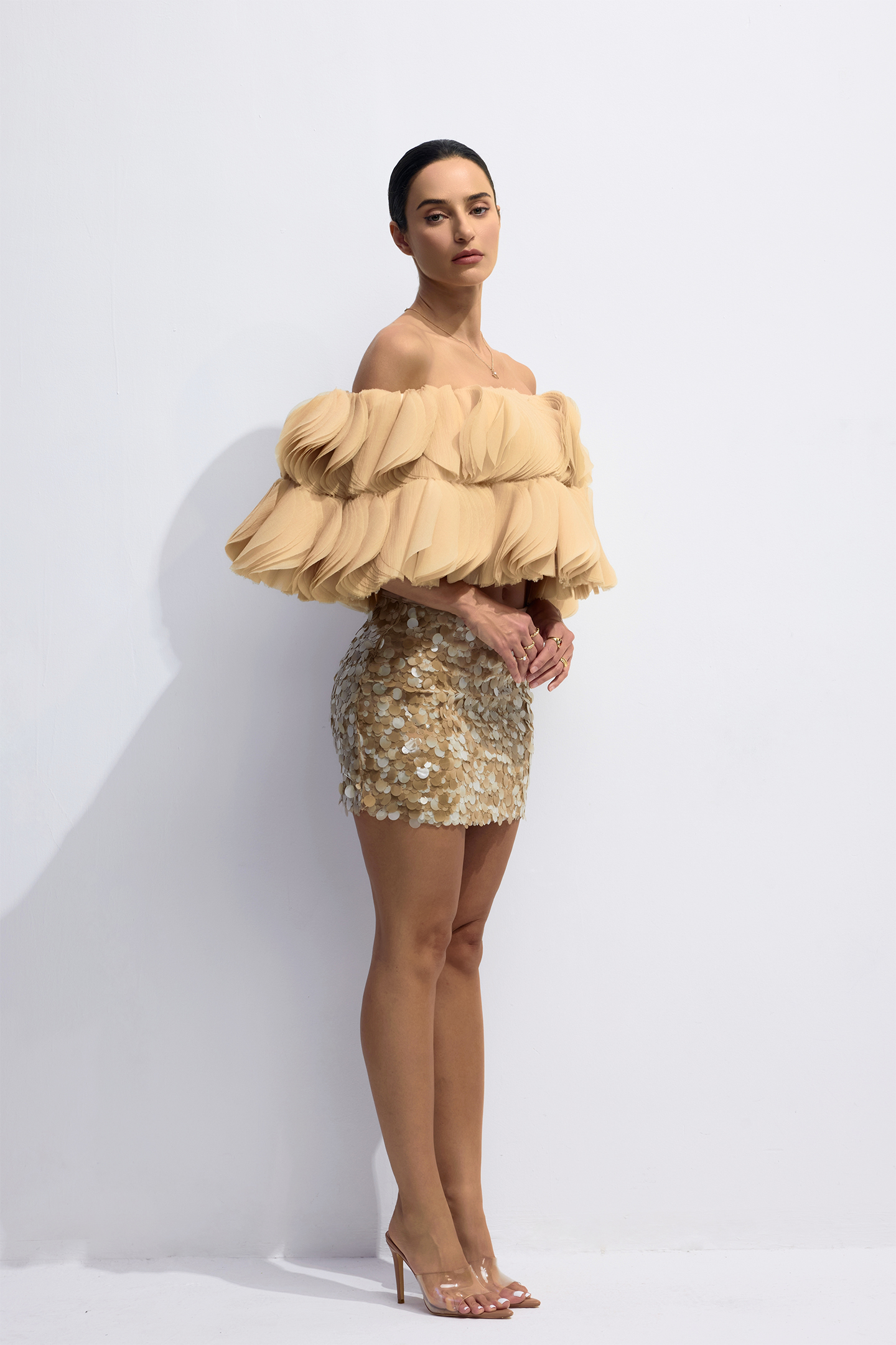 Lillian 3D Petal Off Shoulder Crop Top